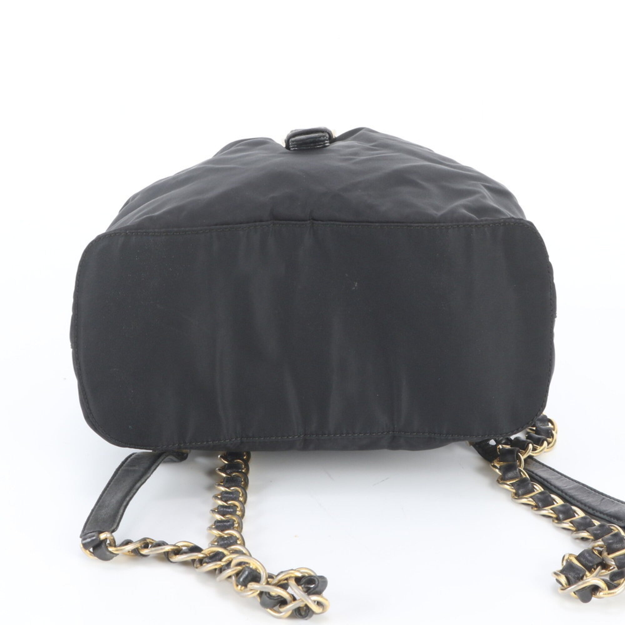 Prada Black Nylon Leather Backpack Shoulder Bag (Pre-Owned)