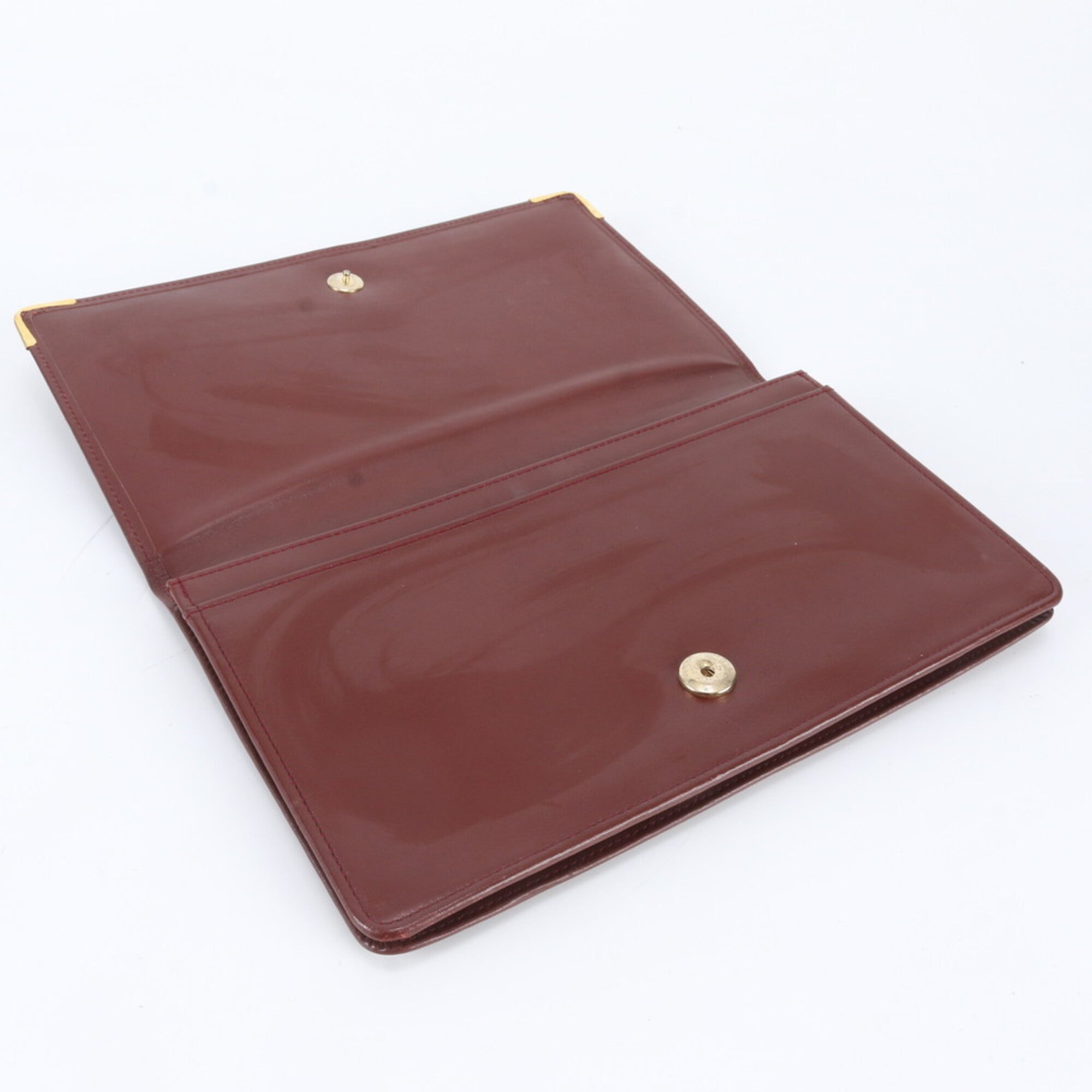 Cartier Wine Red Leather Clutch Bag Pouch (Pre-Owned)