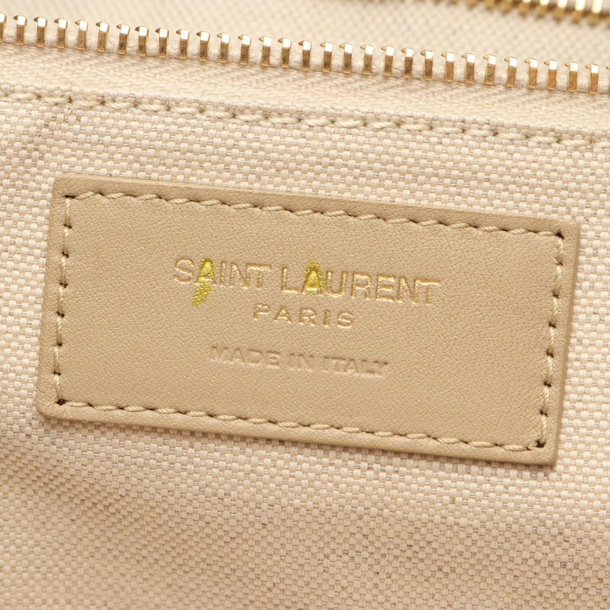 Saint Laurent Beige Leather Handbag Pouch Tote Bag (Pre-Owned)