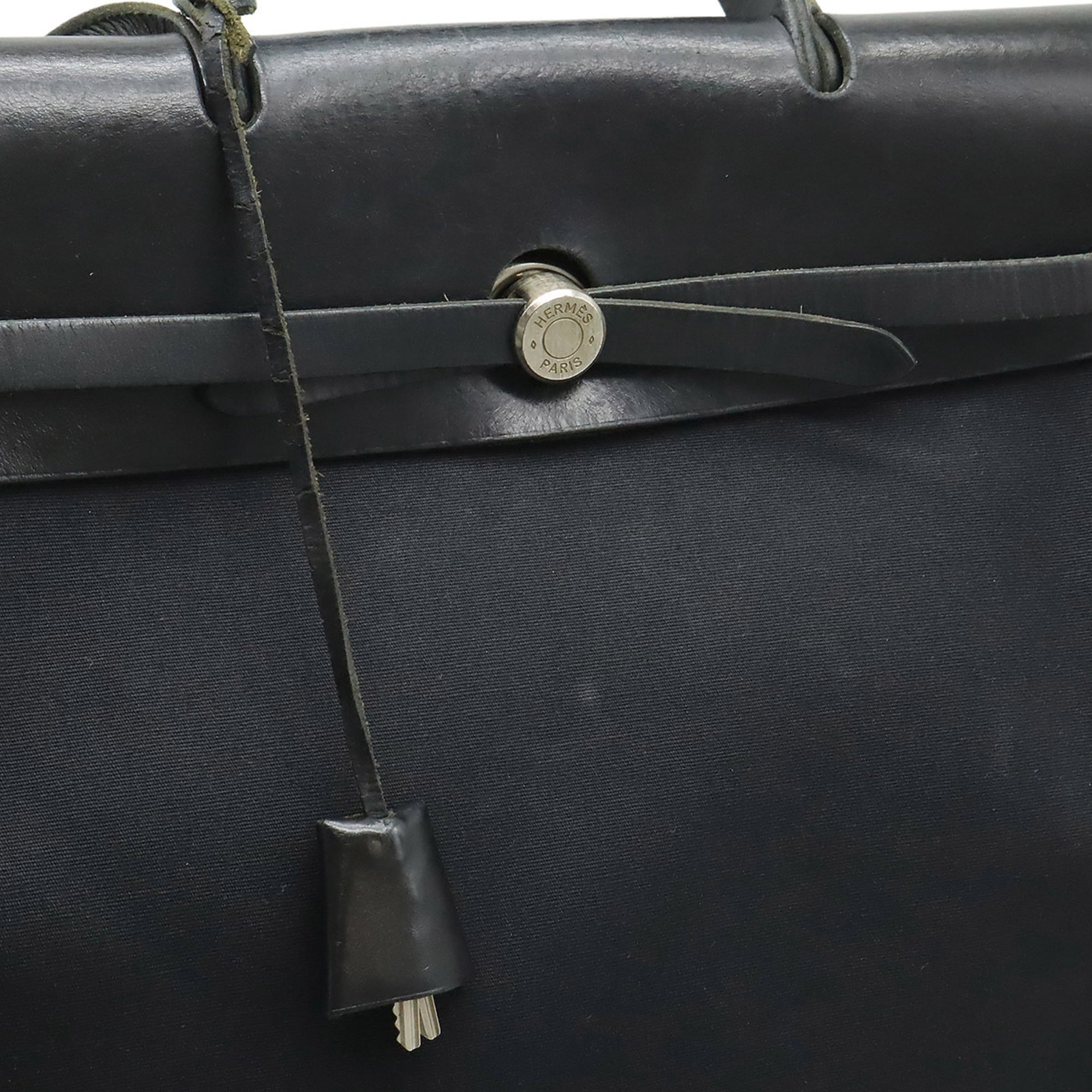 Hermes Black Canvas Handbag Shoulder Bag (Pre-Owned)
