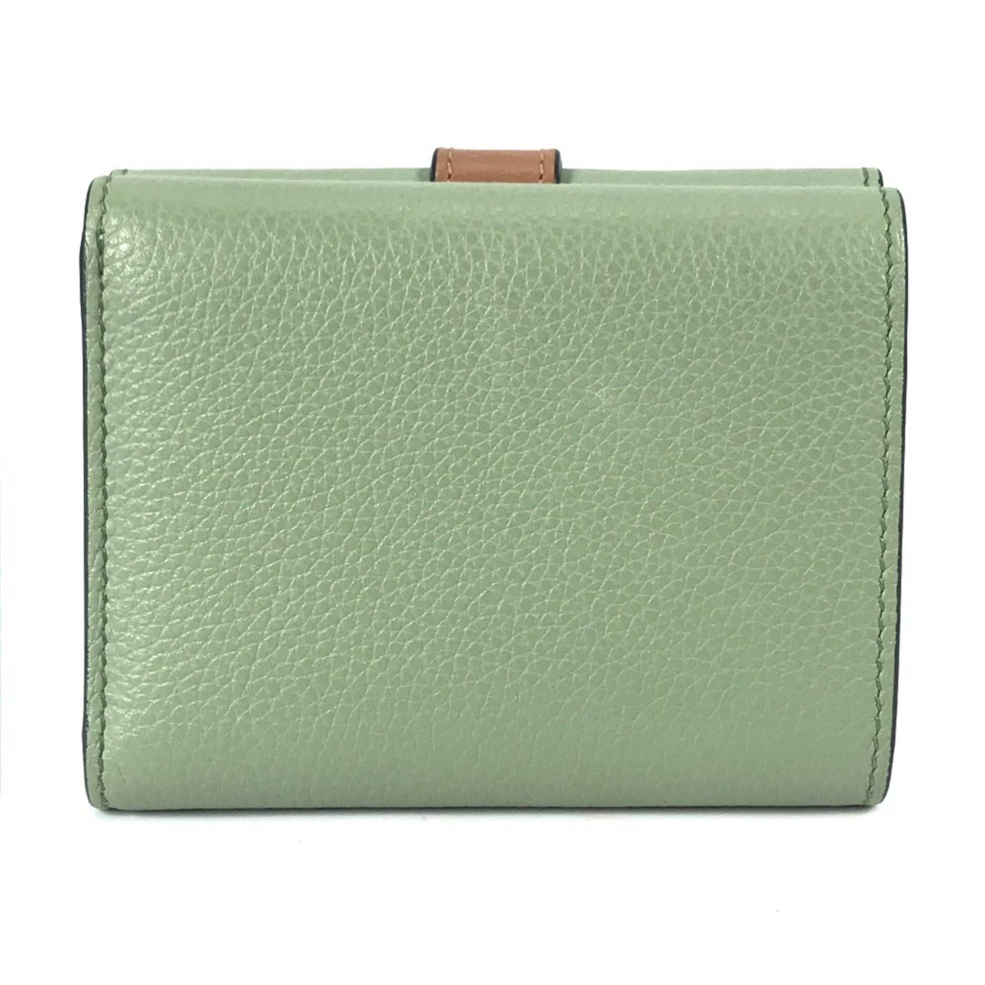 Loewe Brown Green Leather Wallet (Tri-Fold) (Pre-Owned)
