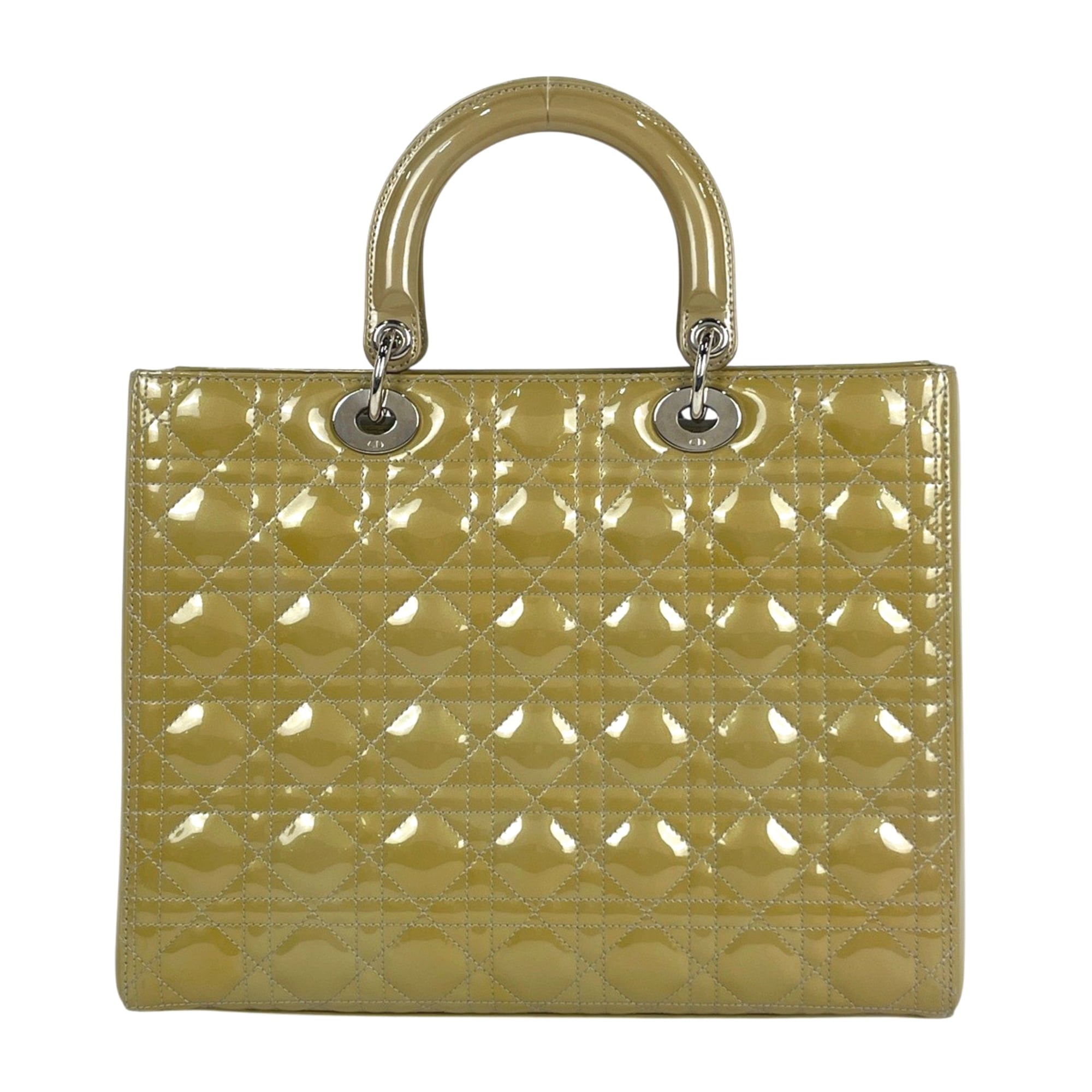 Christian Dior Lady Dior Yellow Patent Leather Handbag (Pre-Owned)