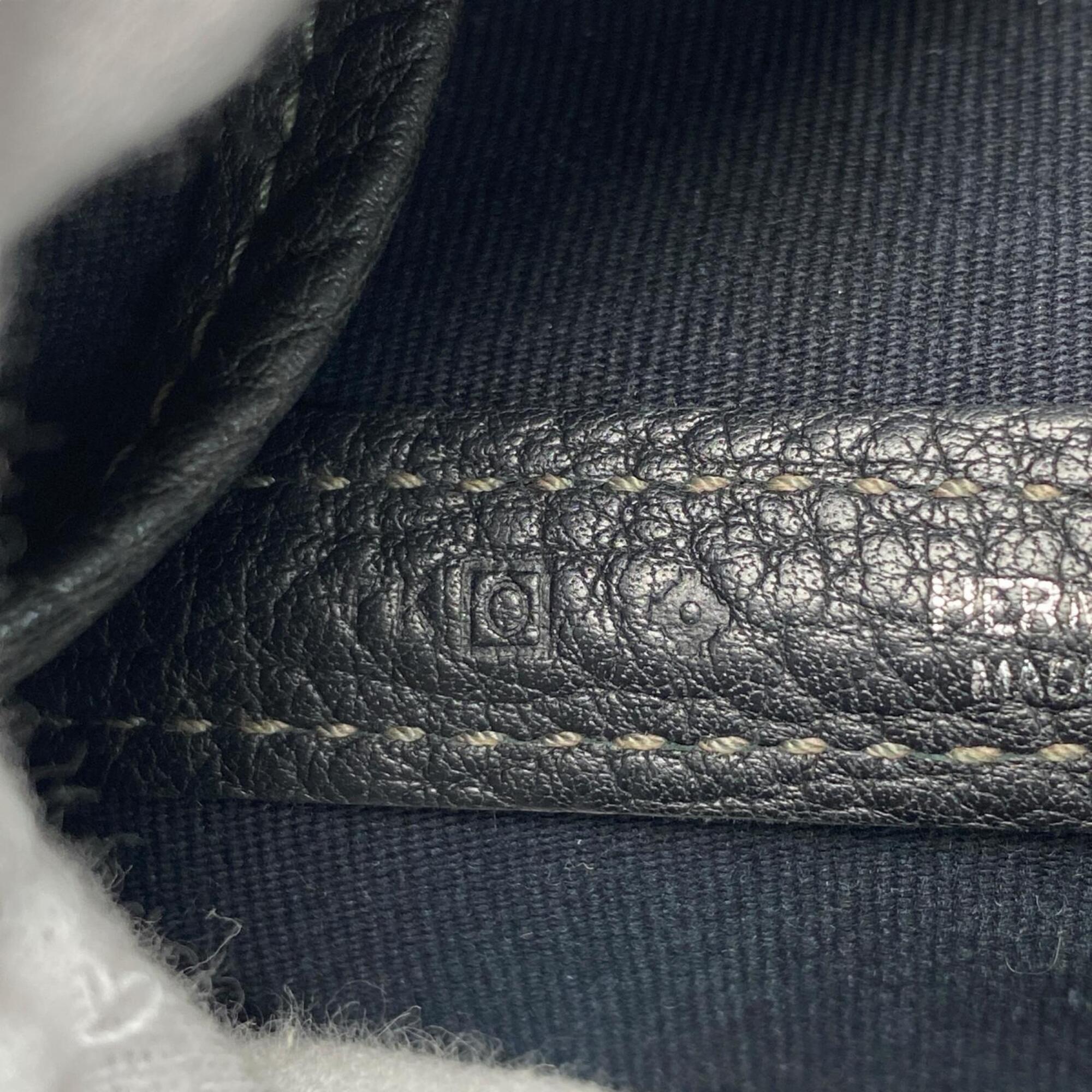 Hermes Black Canvas Leather Tote Bag (Pre-Owned)