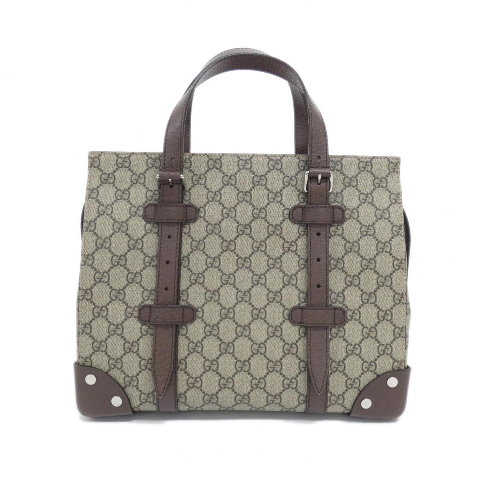 Gucci Beige Brown Gg Supreme Canvas Handbag (Pre-Owned)