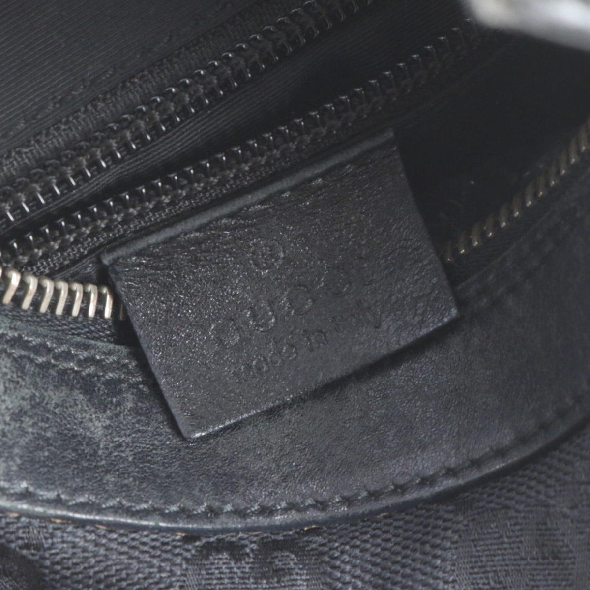 Gucci Black Leather Canvas Handbag Shoulder Bag (Pre-Owned)