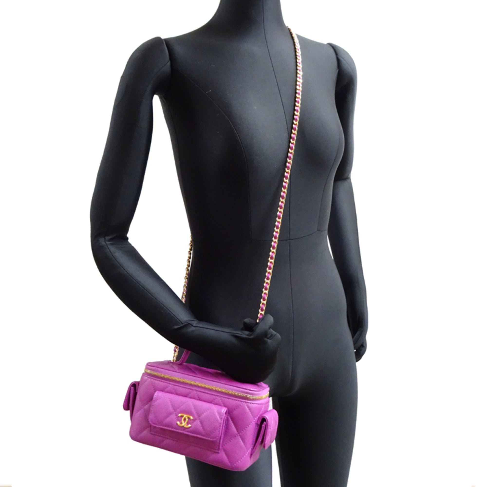Chanel Purple Grained Calfskin Shoulder Bag (Pre-Owned)
