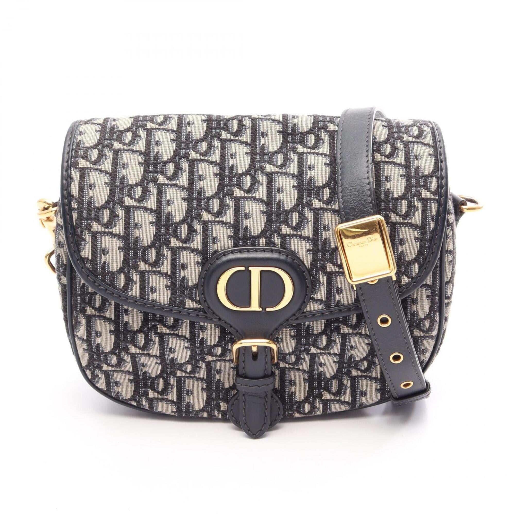 Christian Dior Beige Navy Canvas Leather Handbag Shoulder Bag (Pre-Owned)