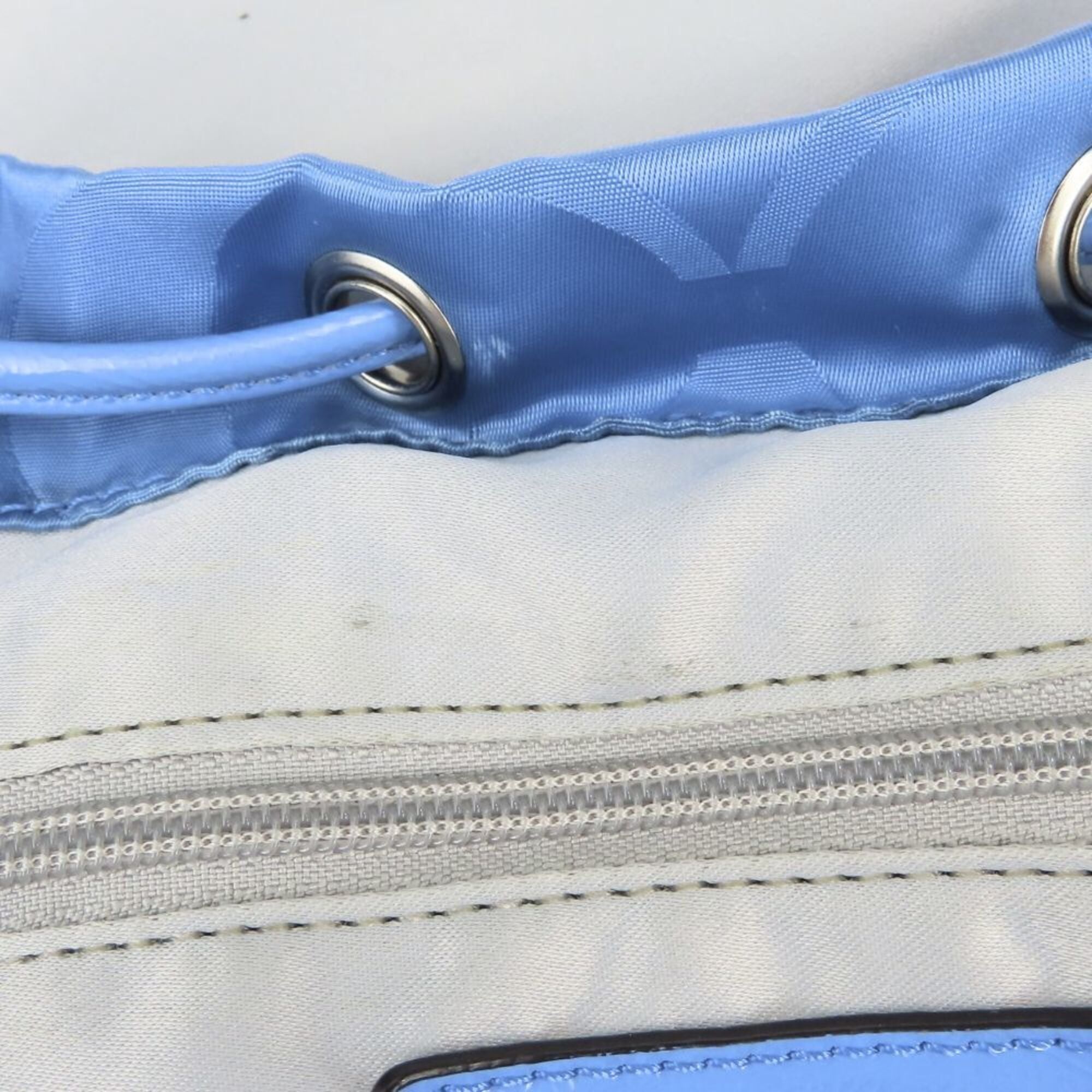 Coach Signature Blue Nylon Leather Backpack (Pre-Owned)