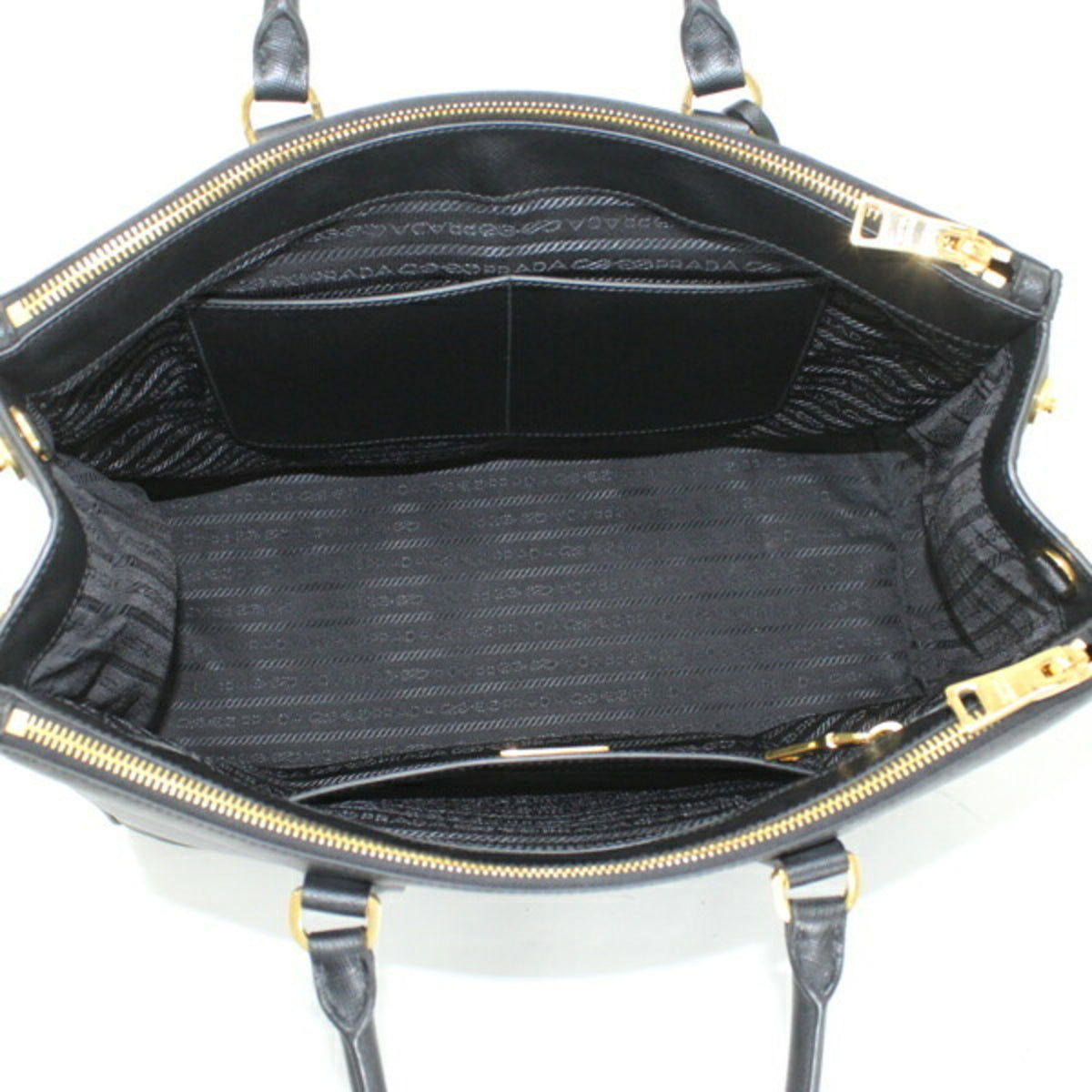 Prada Black Nero Saffiano Lux Handbag Shoulder Bag Tote Bag (Pre-Owned)