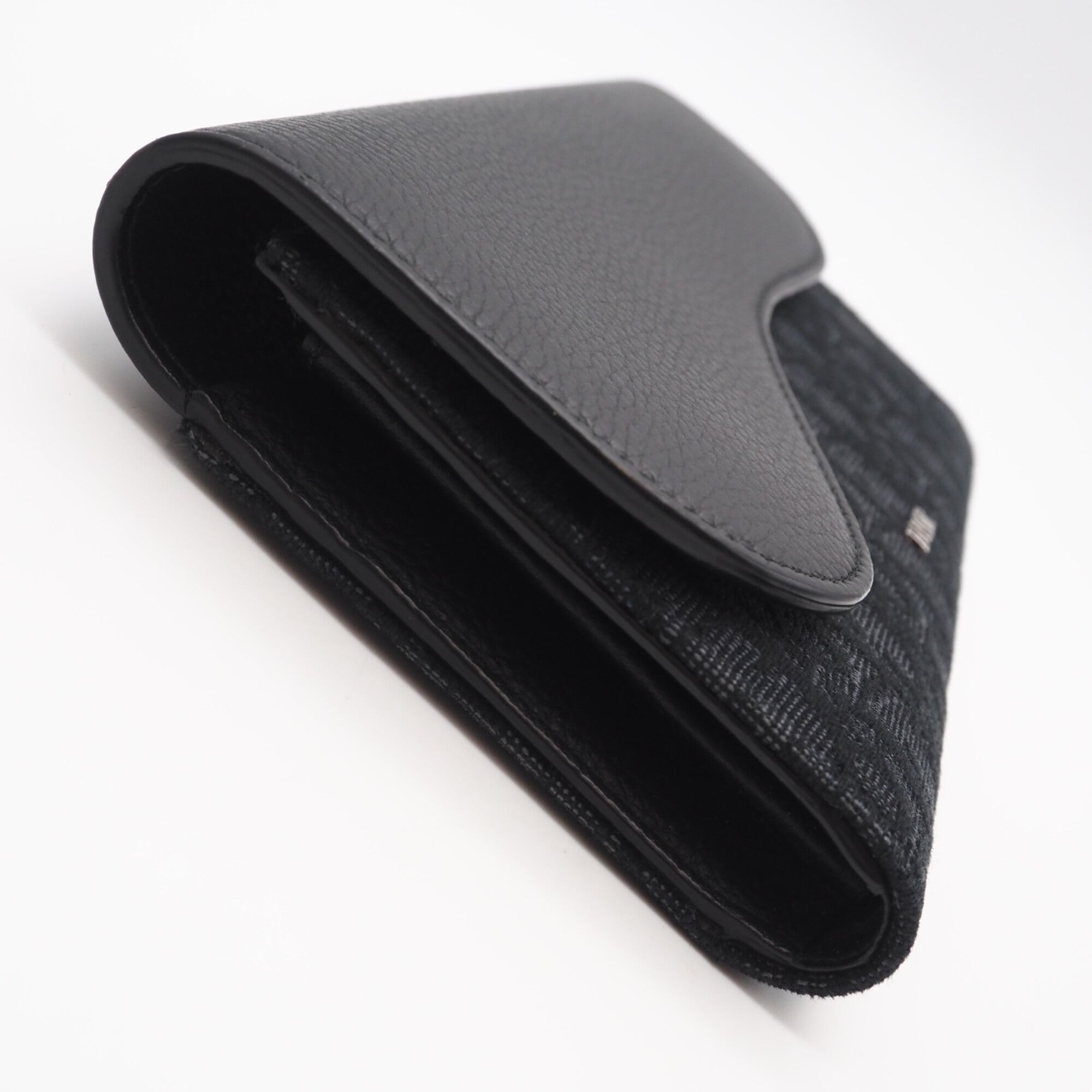 Christian Dior Black Canvas Leather Long Wallet (Bi-Fold) (Pre-Owned)