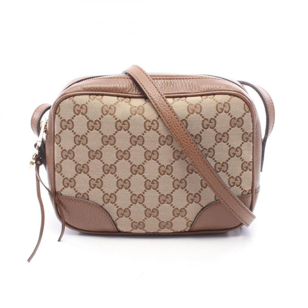 Gucci Beige Brown Gg Canvas Leather Handbag Shoulder Bag (Pre-Owned)