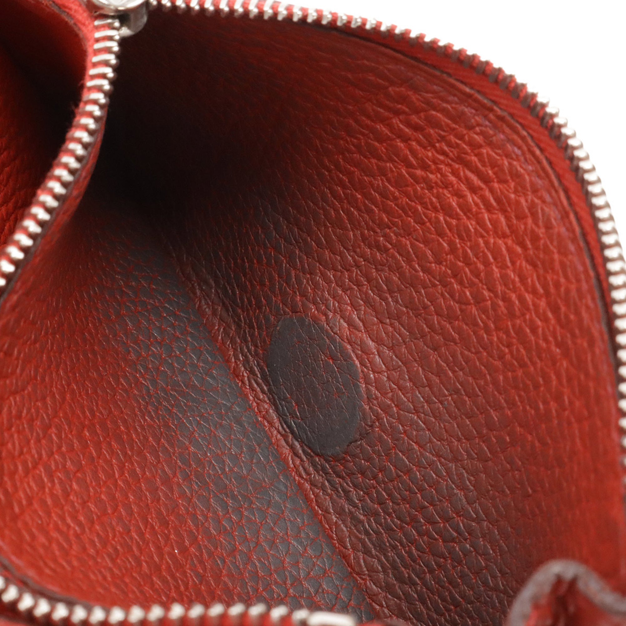 Hermes Red Color Red Brown Togo Leather Coin Purse/Coin Case (Pre-Owned)
