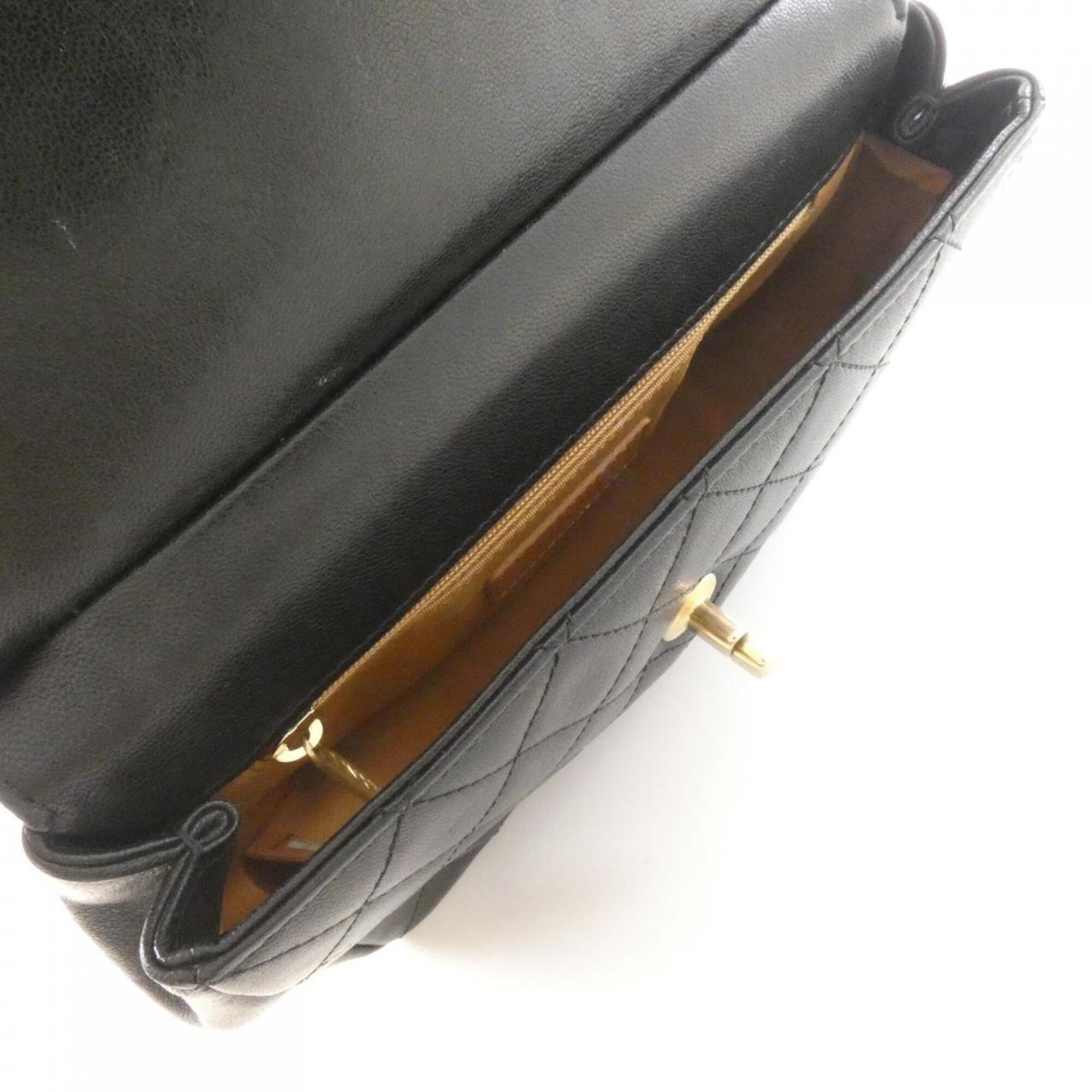 Chanel Black Brown Leather Handbag (Pre-Owned)