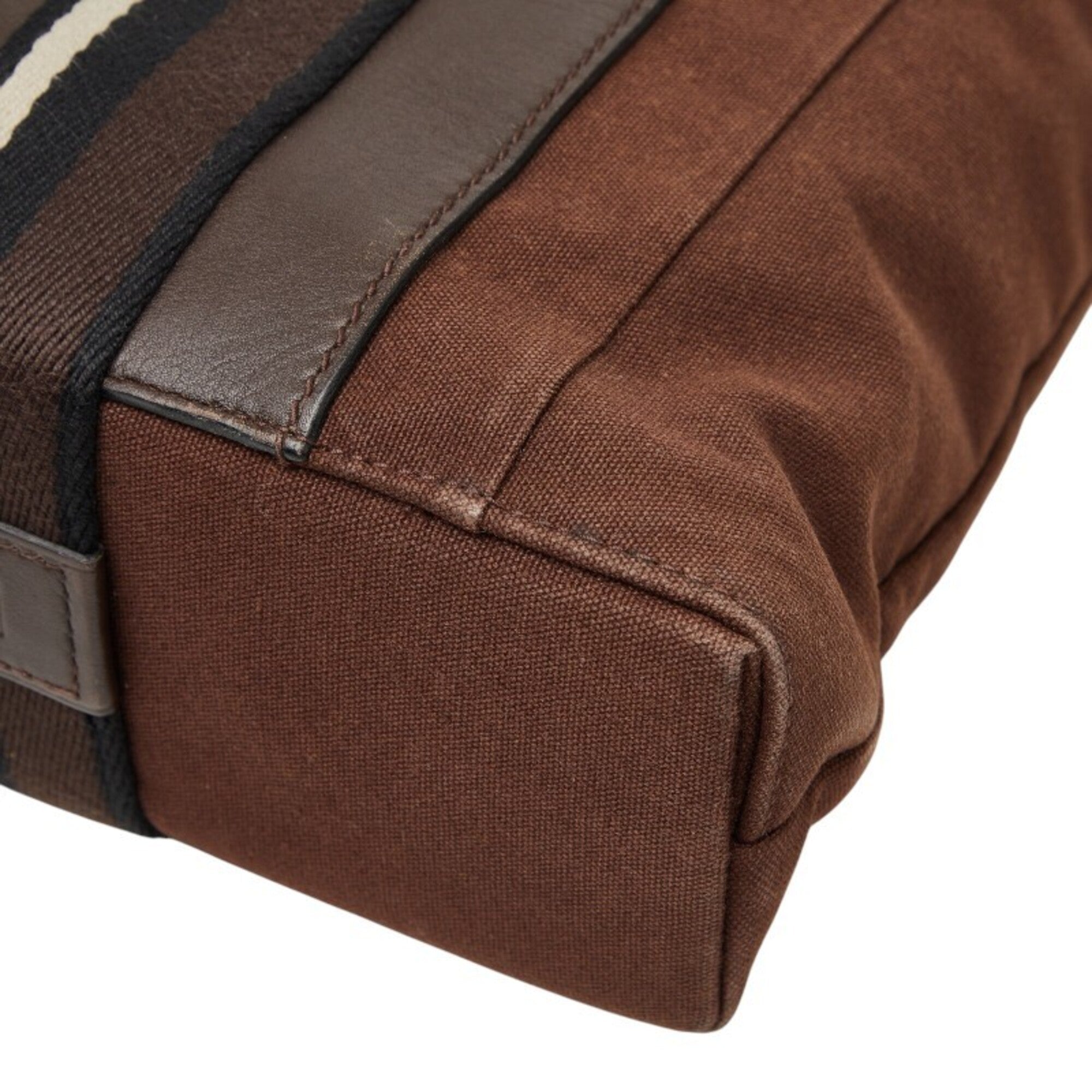 Hermes Brown Canvas Handbag Tote Bag (Pre-Owned)