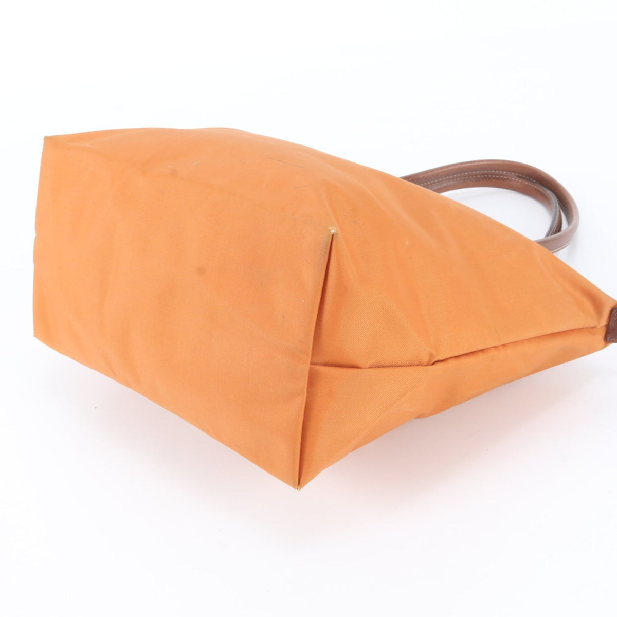 Longchamp Orange Leather Nylon Handbag Shoulder Bag Tote Bag (Pre-Owned)