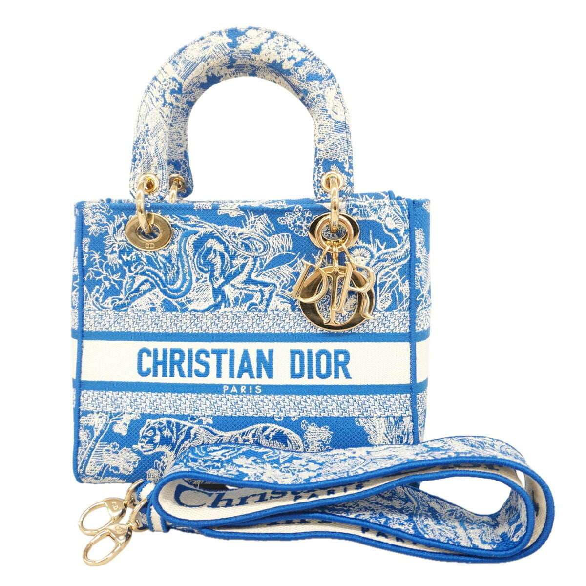 Christian Dior Blue White Canvas Handbag (Pre-Owned)