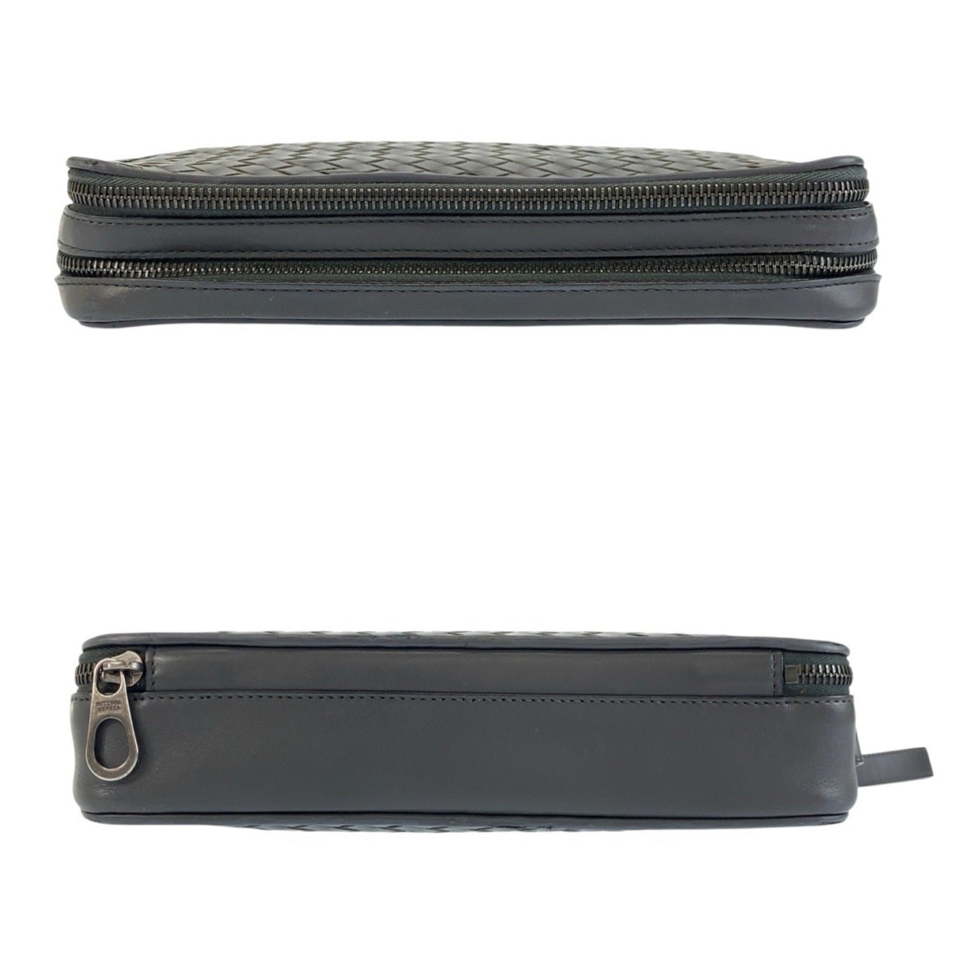 Bottega Veneta Gray Intrecciato Clutch Bag (Pre-Owned)