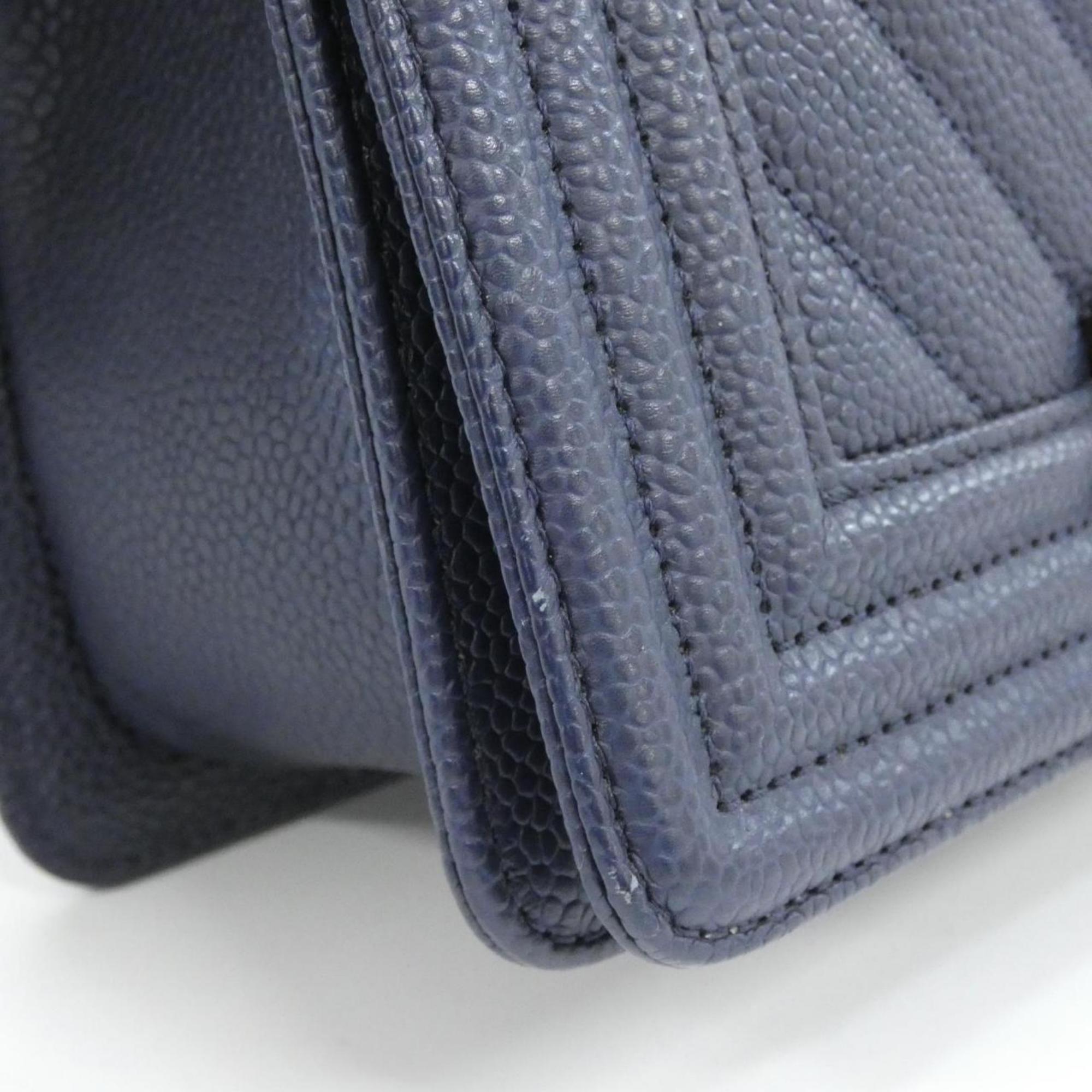 Chanel Navy Grained Calfskin Shoulder Bag (Pre-Owned)