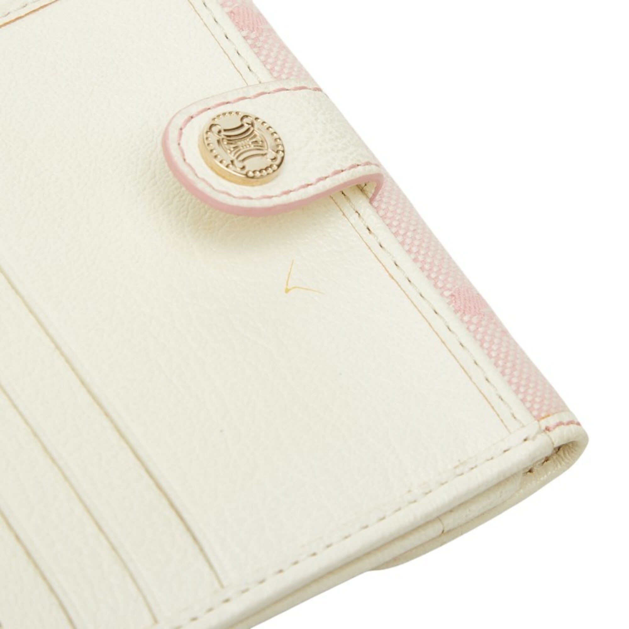 Celine Pink White Canvas Leather Wallet (Bi-Fold) (Pre-Owned)