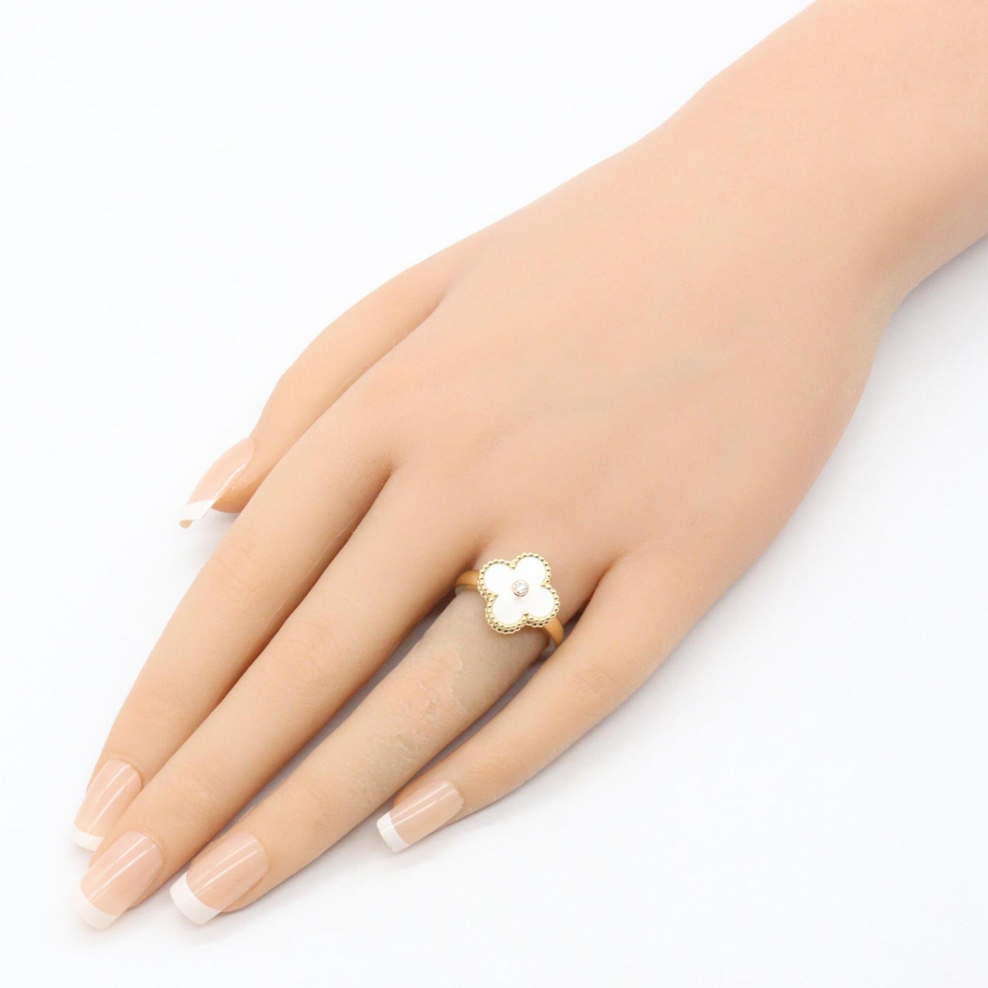 Van Cleef & Arpels Gold Clear White Band Ring (Pre-Owned)