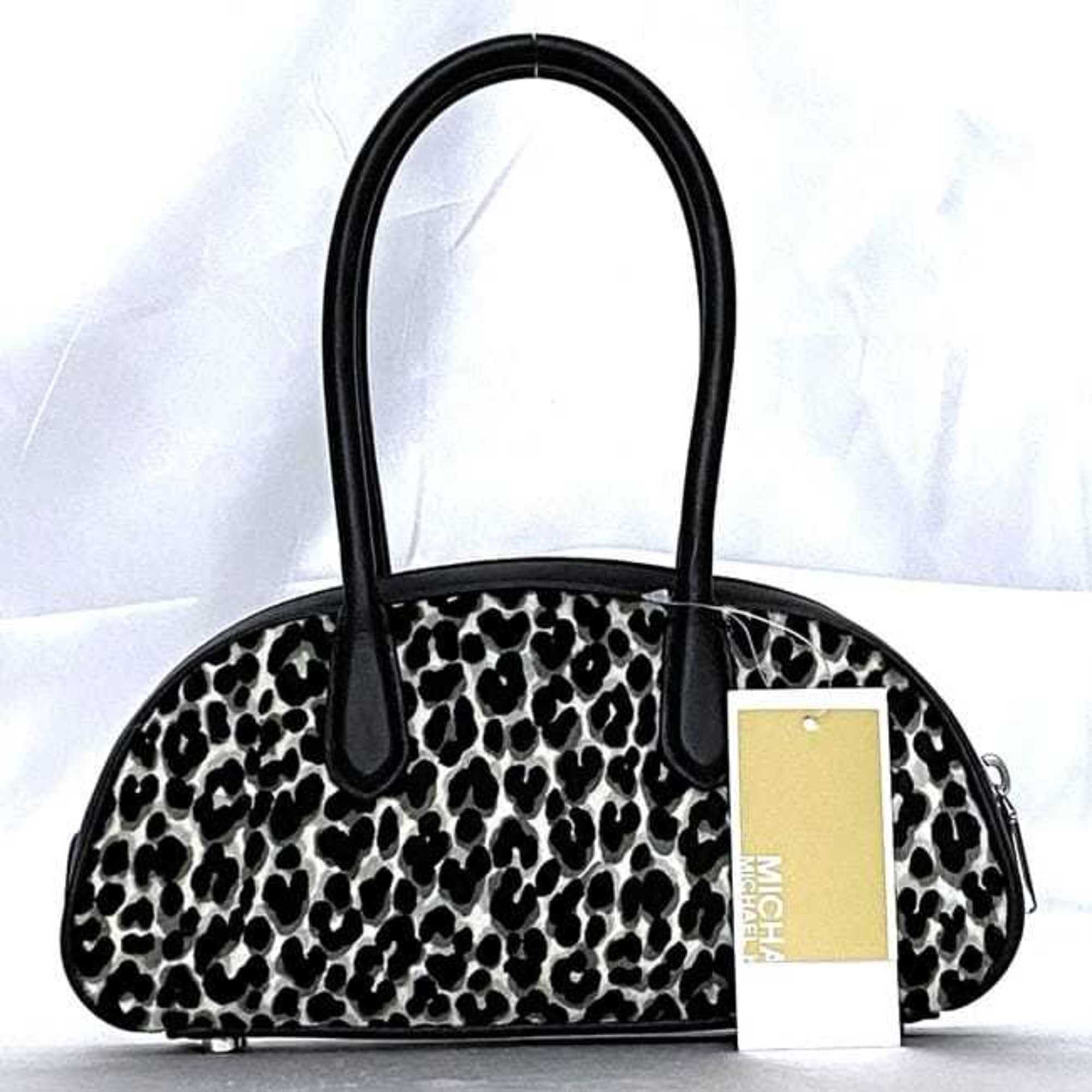 Michael Kors Black Gray White Leather Leather Handbag (Pre-Owned)