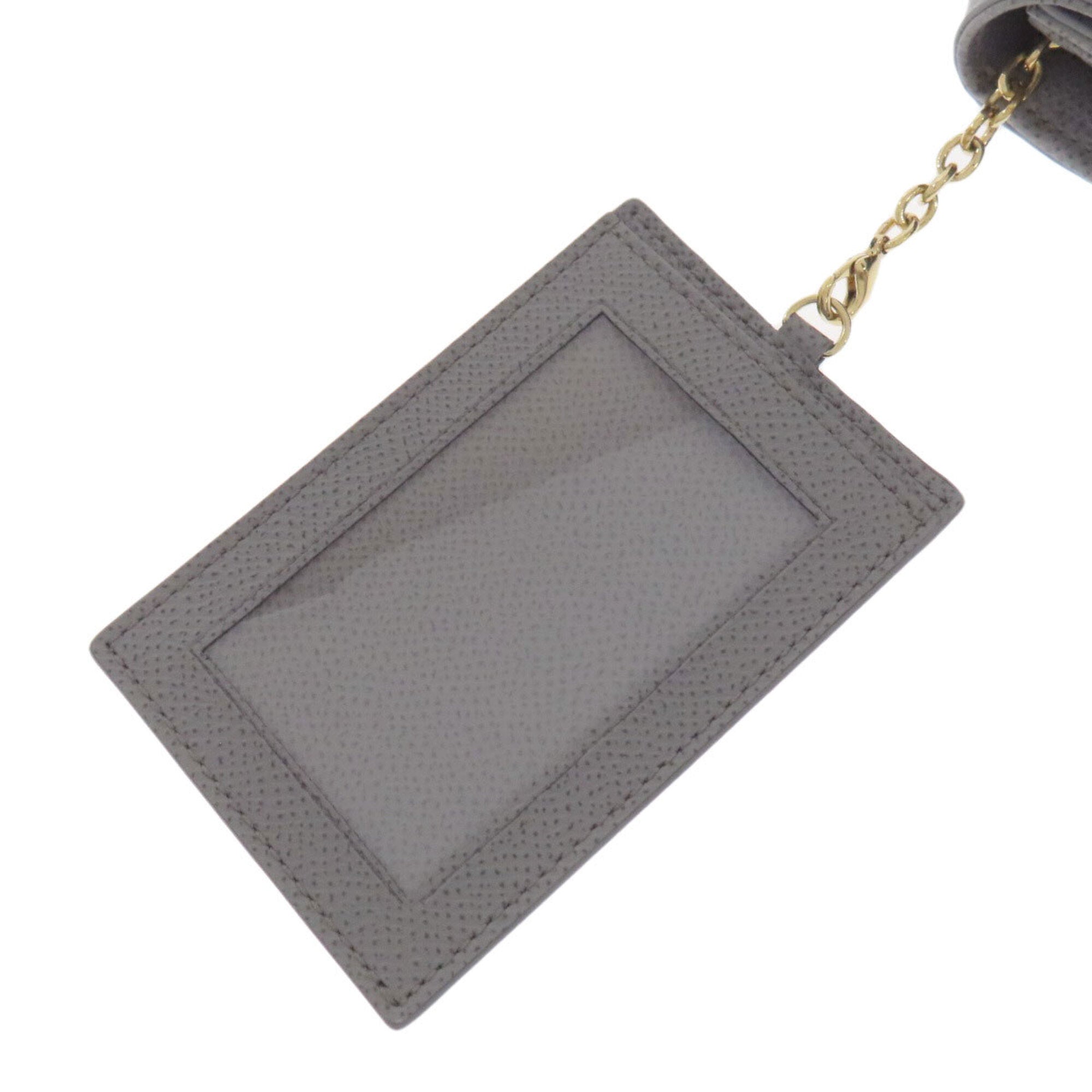 Salvatore Ferragamo Gray Leather Long Wallet (Tri-Fold) (Pre-Owned)