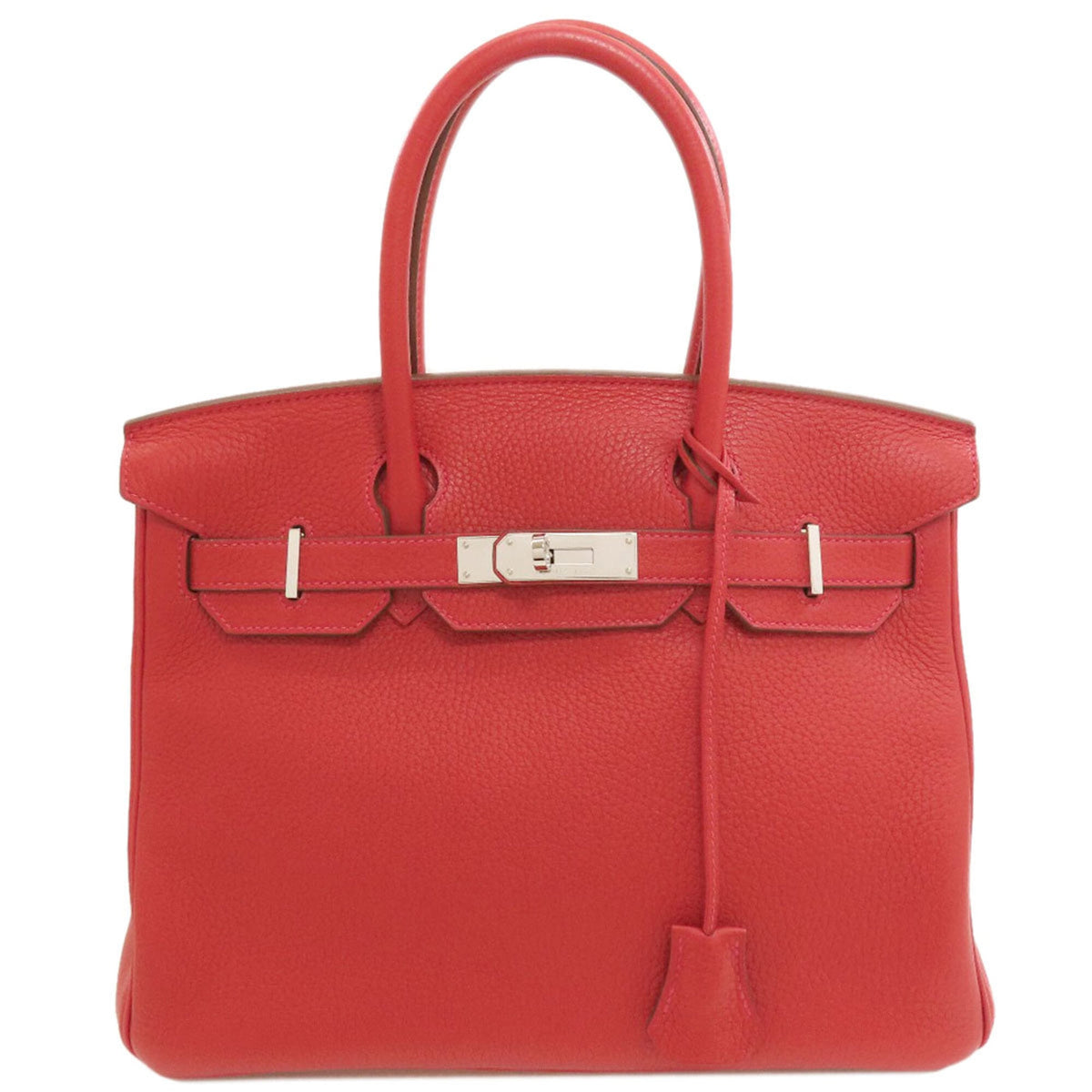 Hermes Red Color Taurillon Clemence Leather Handbag (Pre-Owned)