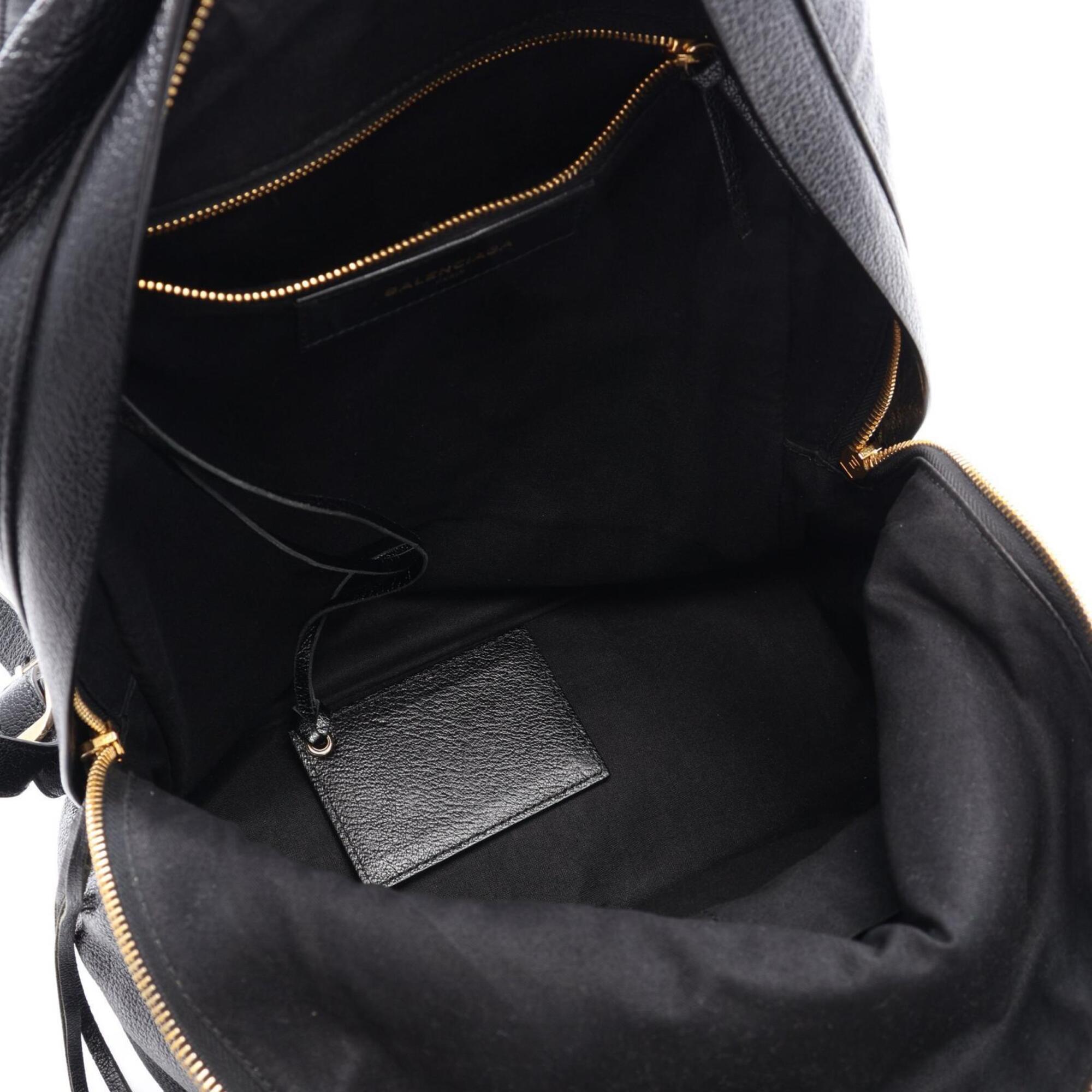 Balenciaga Black Leather Backpack Handbag (Pre-Owned)