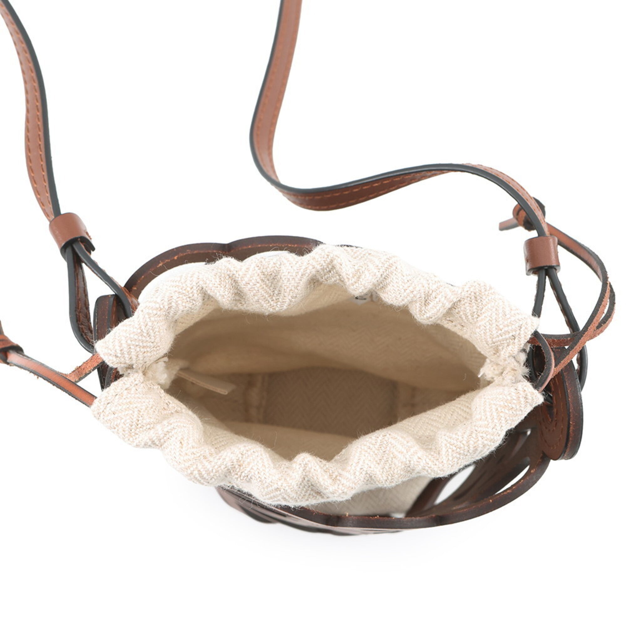 Loewe Brown Leather Canvas Handbag Shoulder Bag (Pre-Owned)
