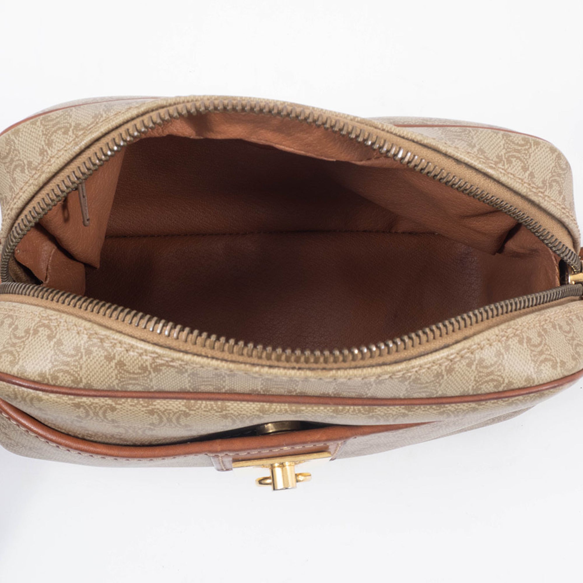 Celine Macadam Beige Brown Leather Pvc Shoulder Bag (Pre-Owned)