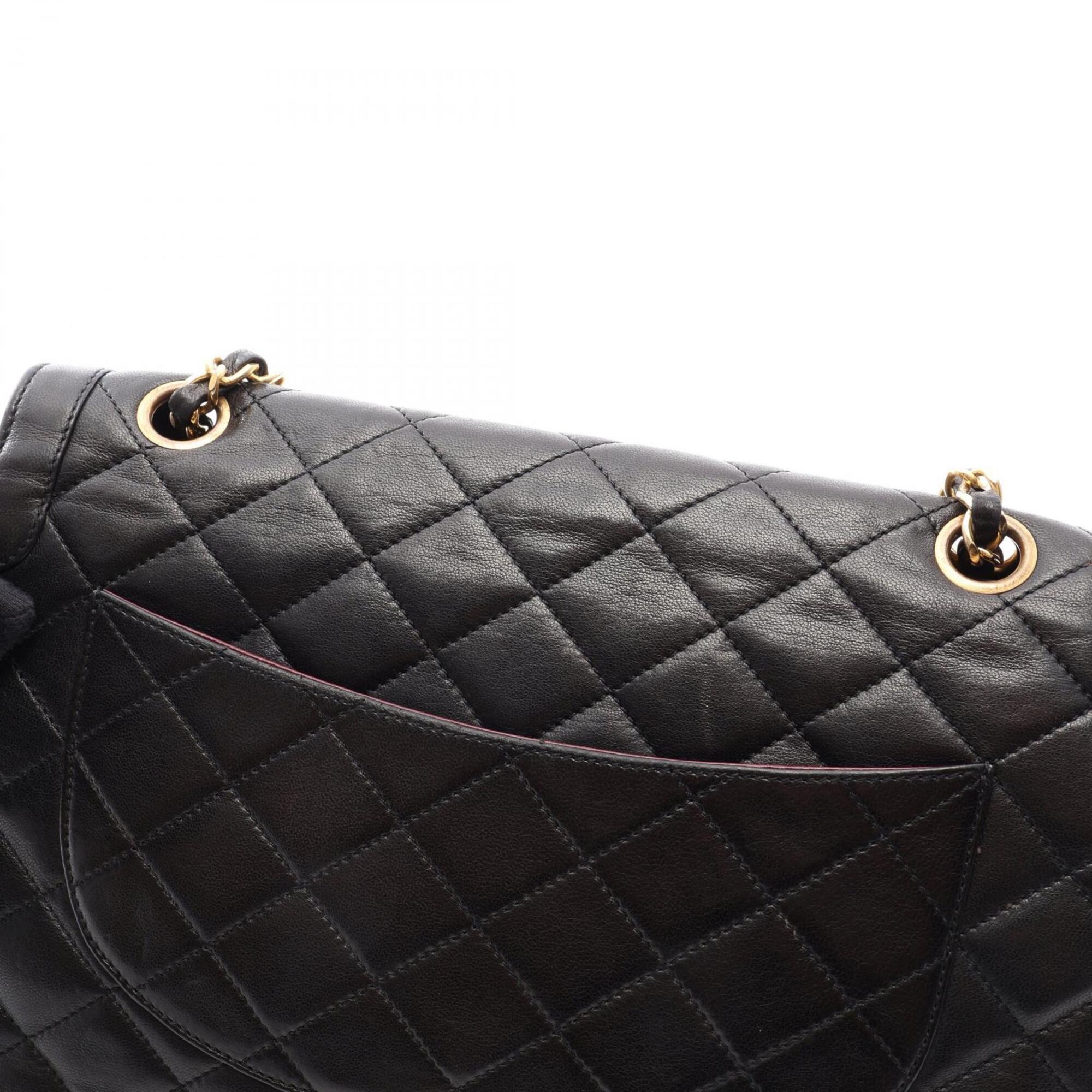 Chanel Black Leather Handbag Shoulder Bag (Pre-Owned)