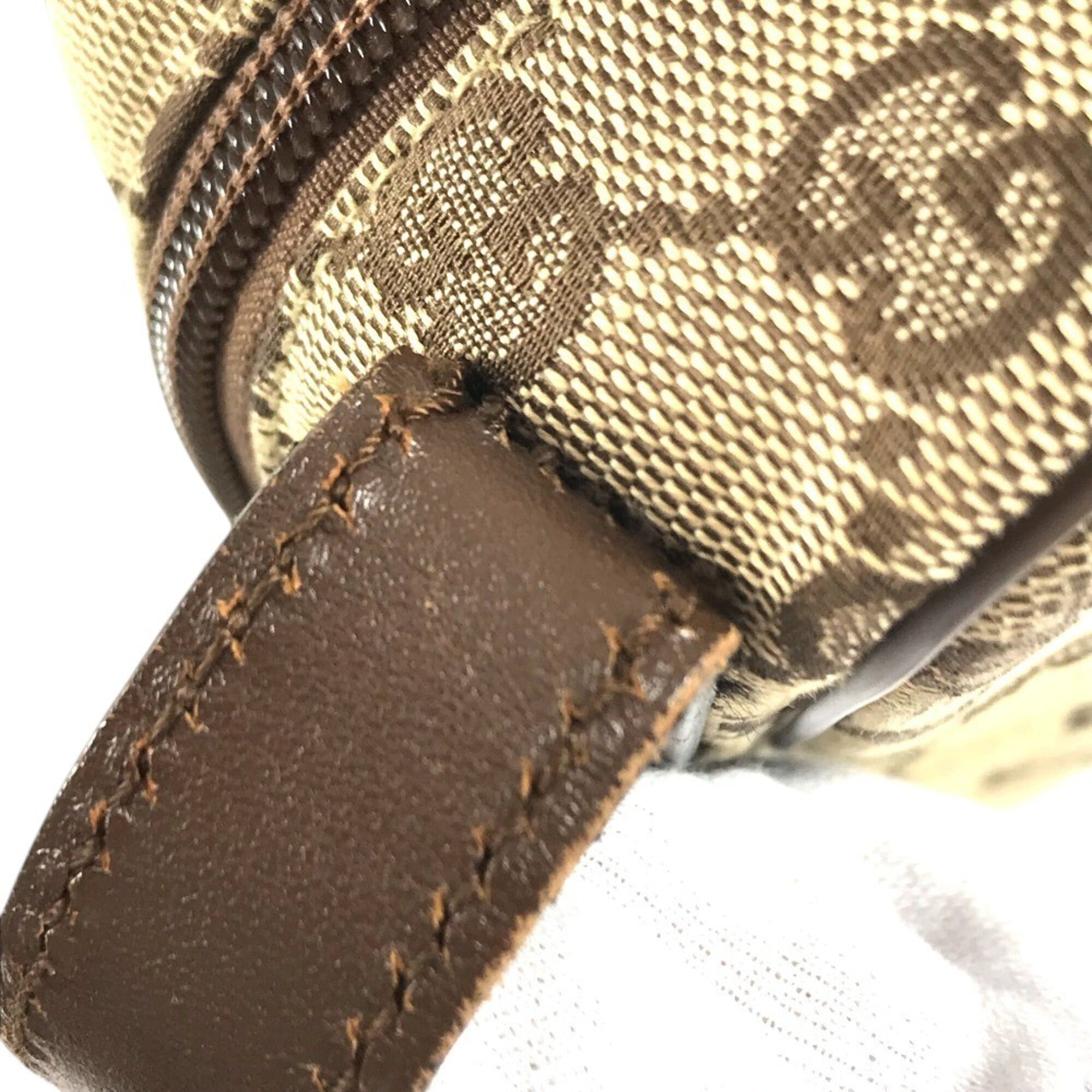 Gucci Beige Gg Canvas Leather Shoulder Bag (Pre-Owned)