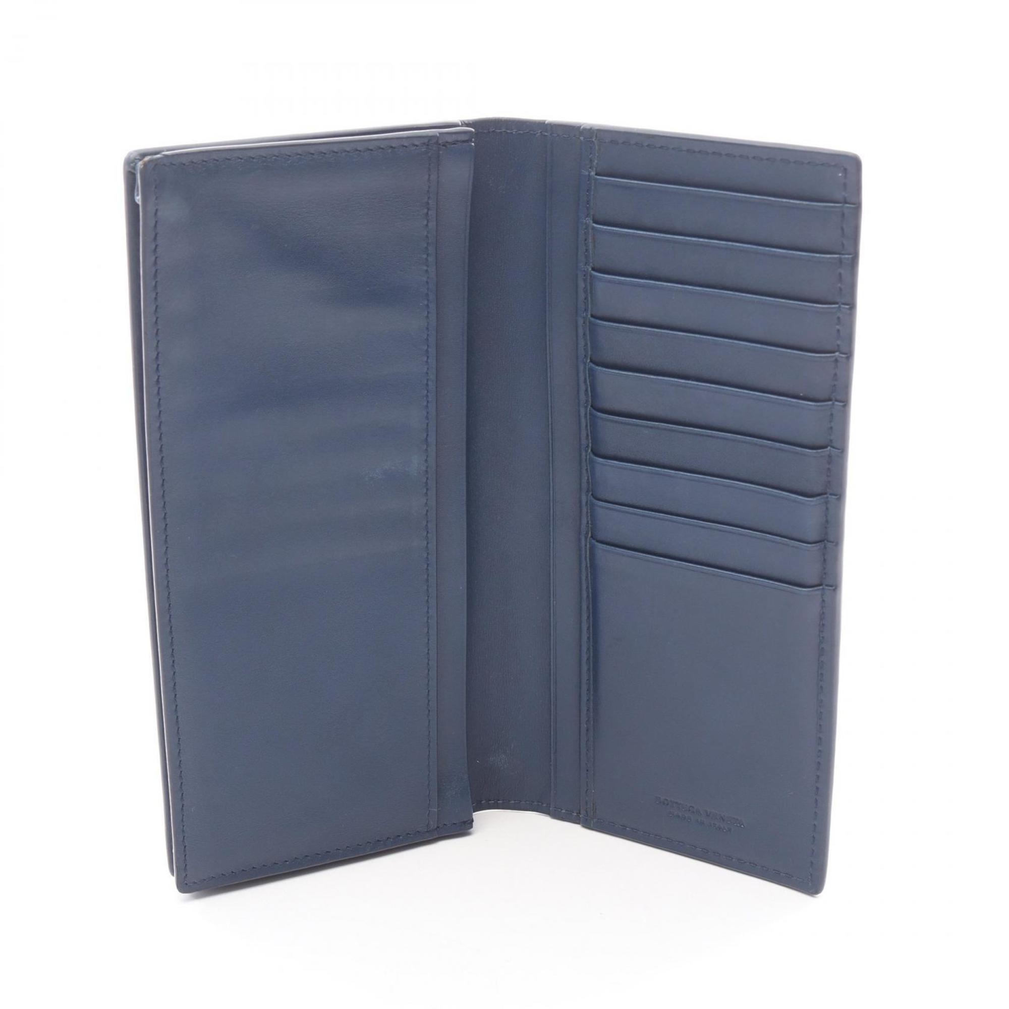 Bottega Veneta Blue Leather Long Wallet (Bi-Fold) (Pre-Owned)