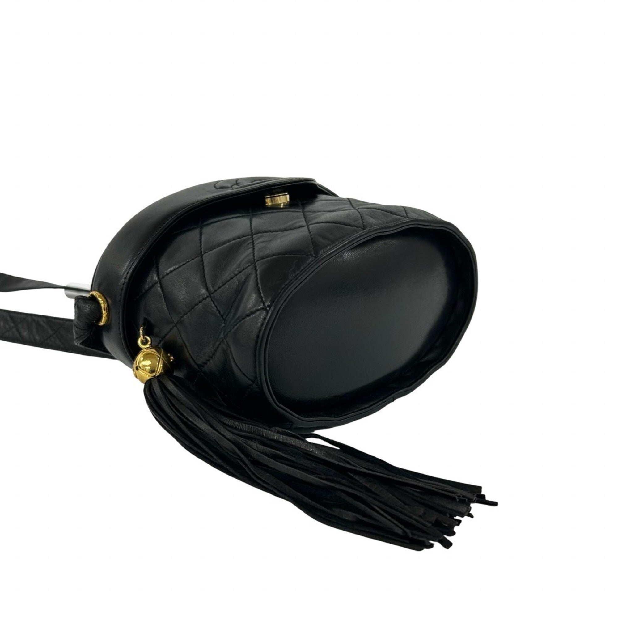 Chanel Black Leather Shoulder Bag Vanity Bag (Pre-Owned)