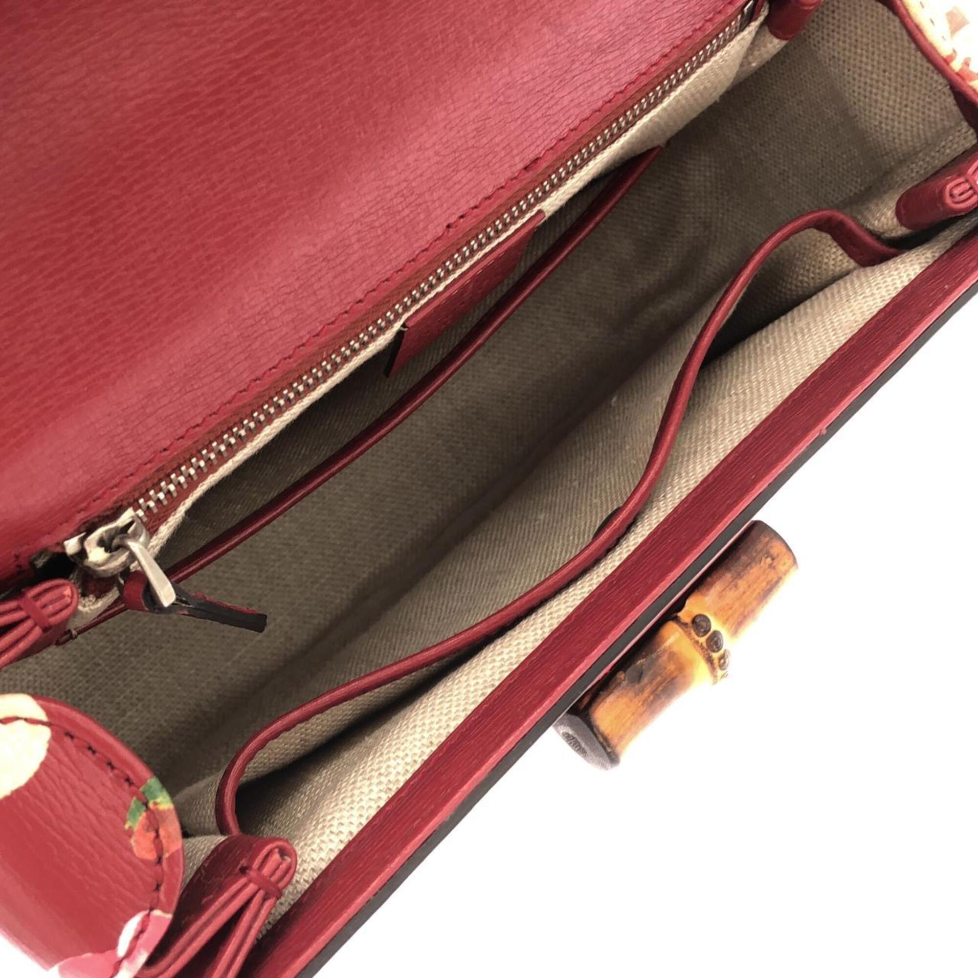 Gucci Red Color Leather Handbag (Pre-Owned)