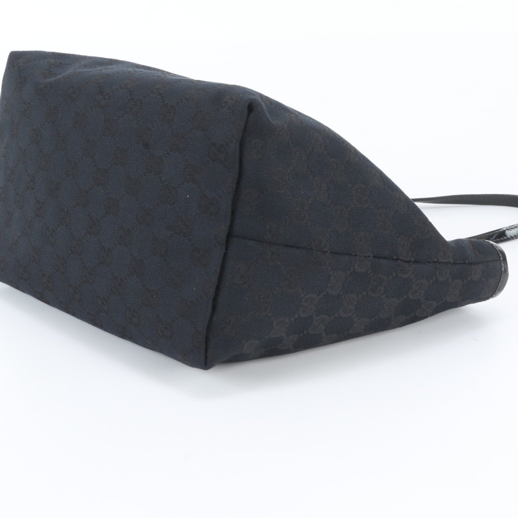 Gucci Black Leather Canvas Handbag Shoulder Bag Tote Bag (Pre-Owned)