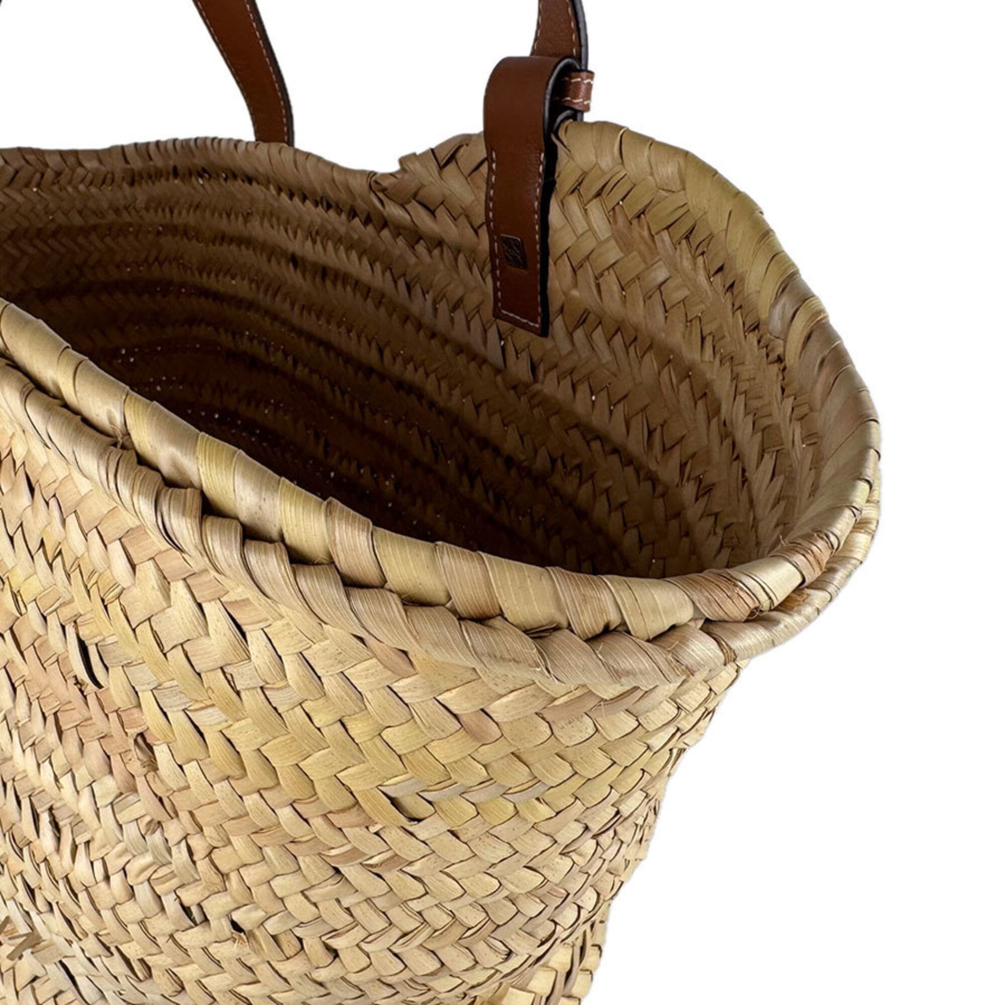 Loewe Brown Raffia Leather Basket Handbag (Pre-Owned)
