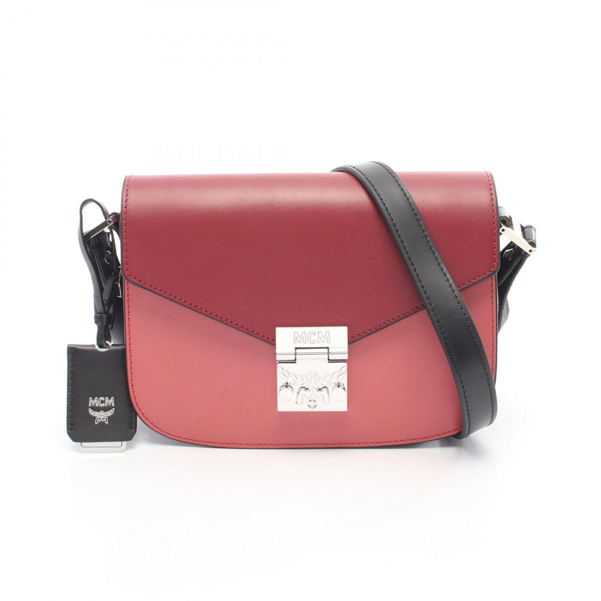Mcm Black Bordeaux Pink Leather Handbag Shoulder Bag (Pre-Owned)