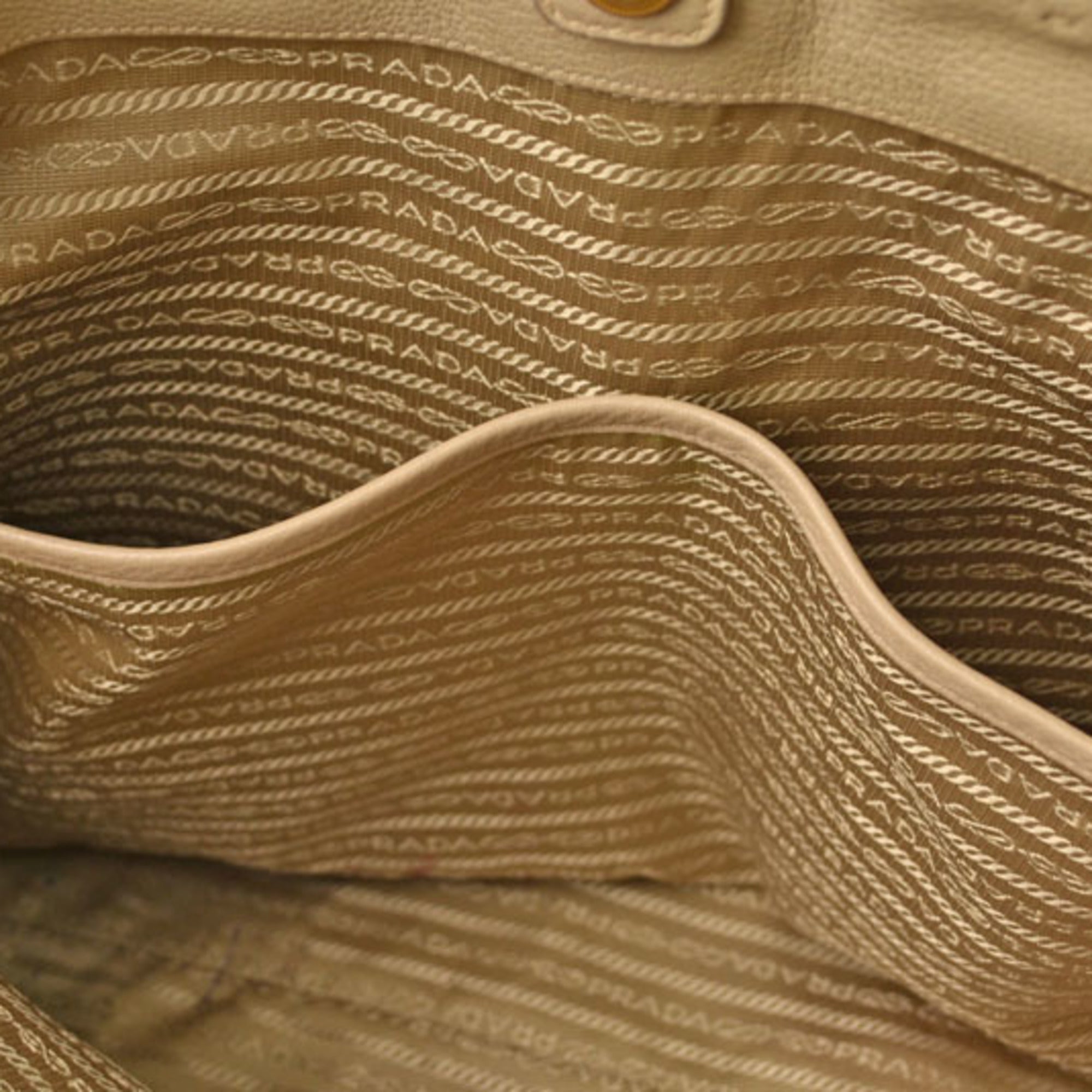 Prada Beige Leather Shoulder Bag Tote Bag (Pre-Owned)