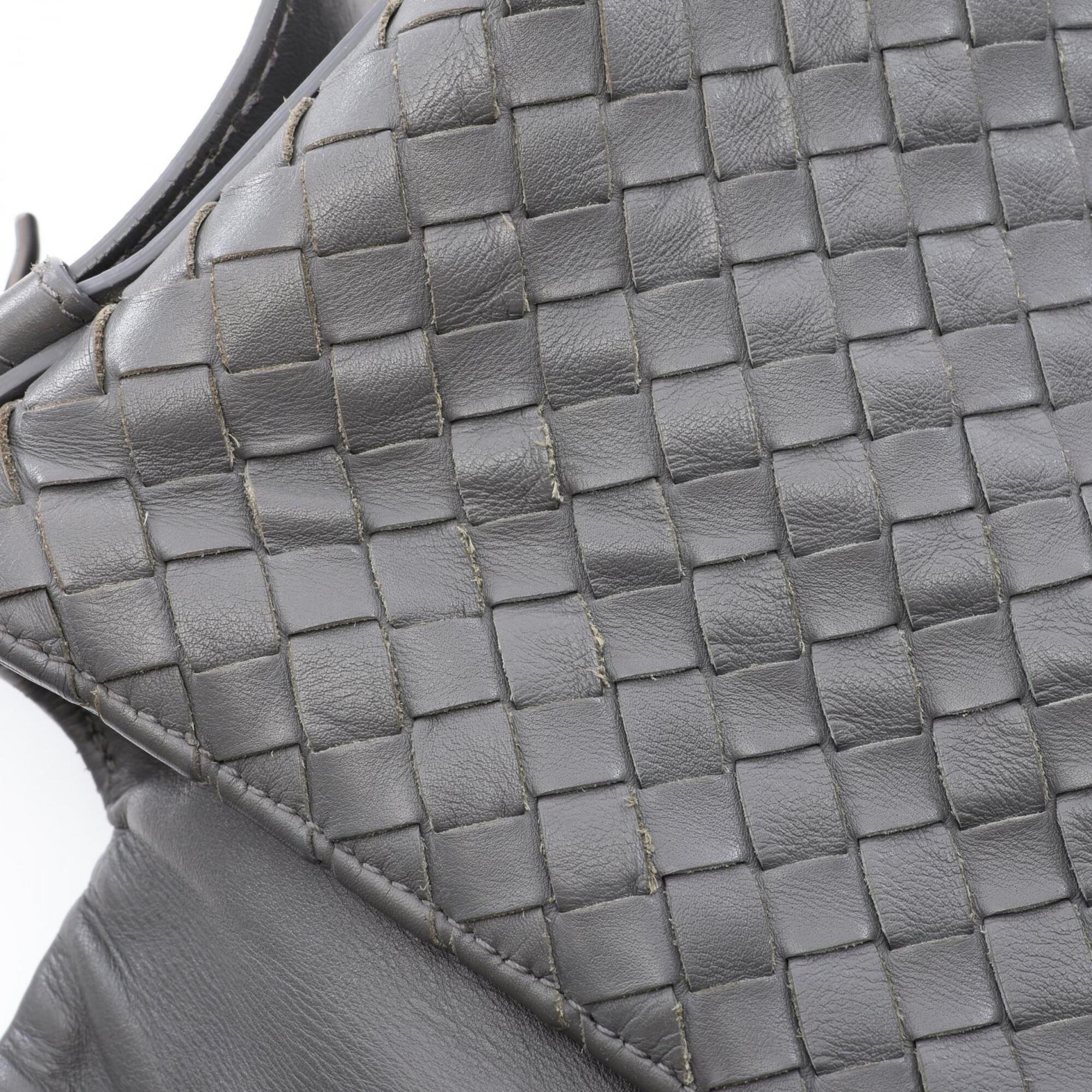 Bottega Veneta Gray Intrecciato Messenger Bag Shoulder Bag (Pre-Owned)