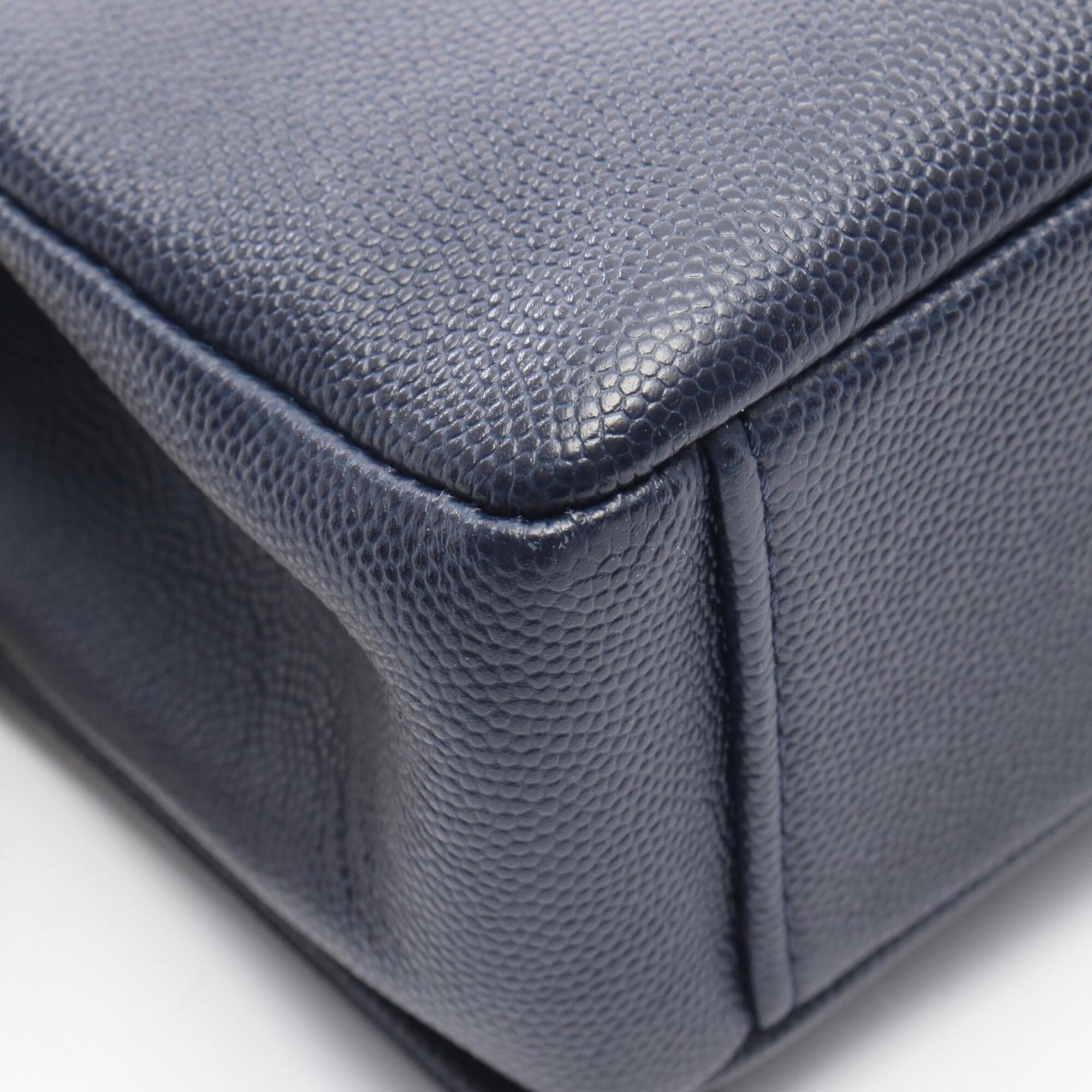 Chanel Navy Grained Calfskin Handbag Shoulder Bag (Pre-Owned)