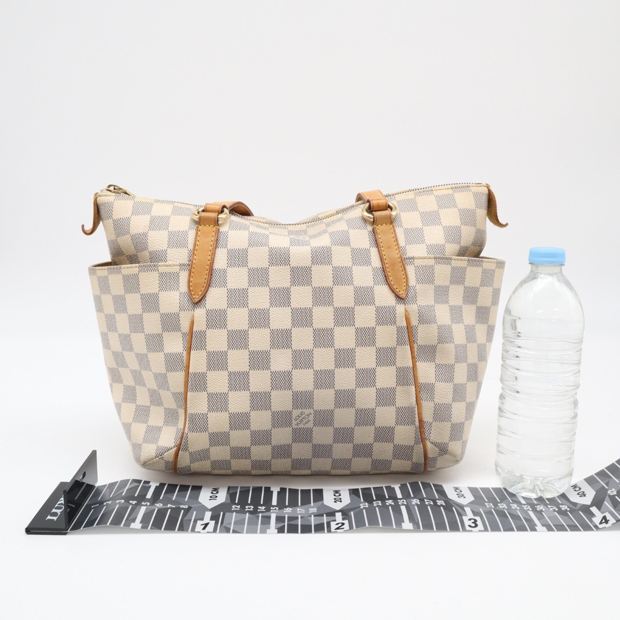 Louis Vuitton Azur Beige Brown Leather Coated Canvas Handbag (Pre-Owned)