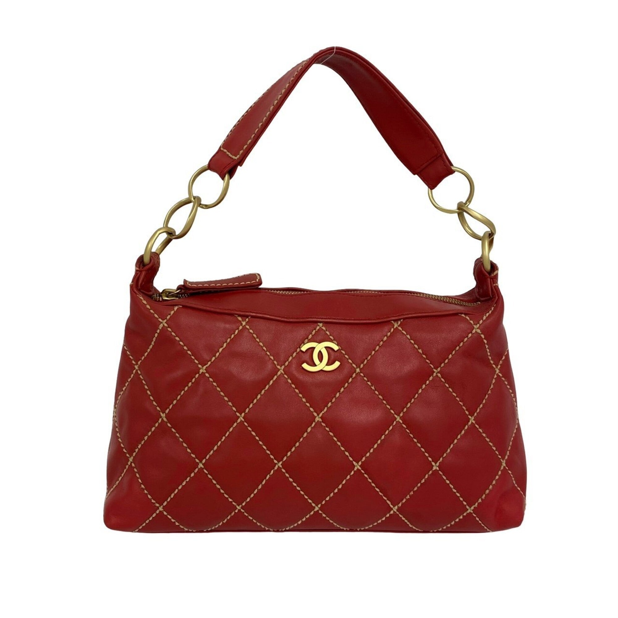Chanel Red Color Leather Handbag (Pre-Owned)