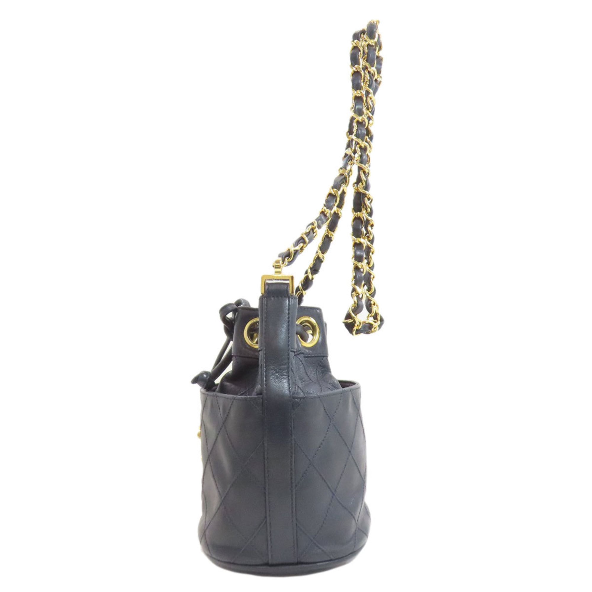 Chanel Navy Leather Pouch Shoulder Bag (Pre-Owned)