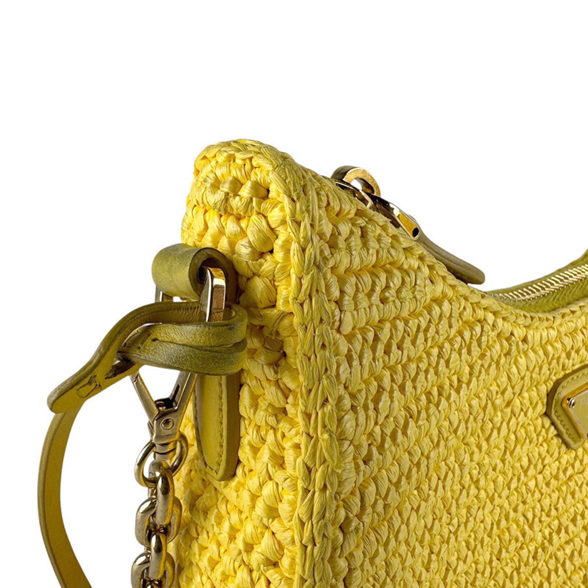 Prada Yellow Raffia Shoulder Bag (Pre-Owned)