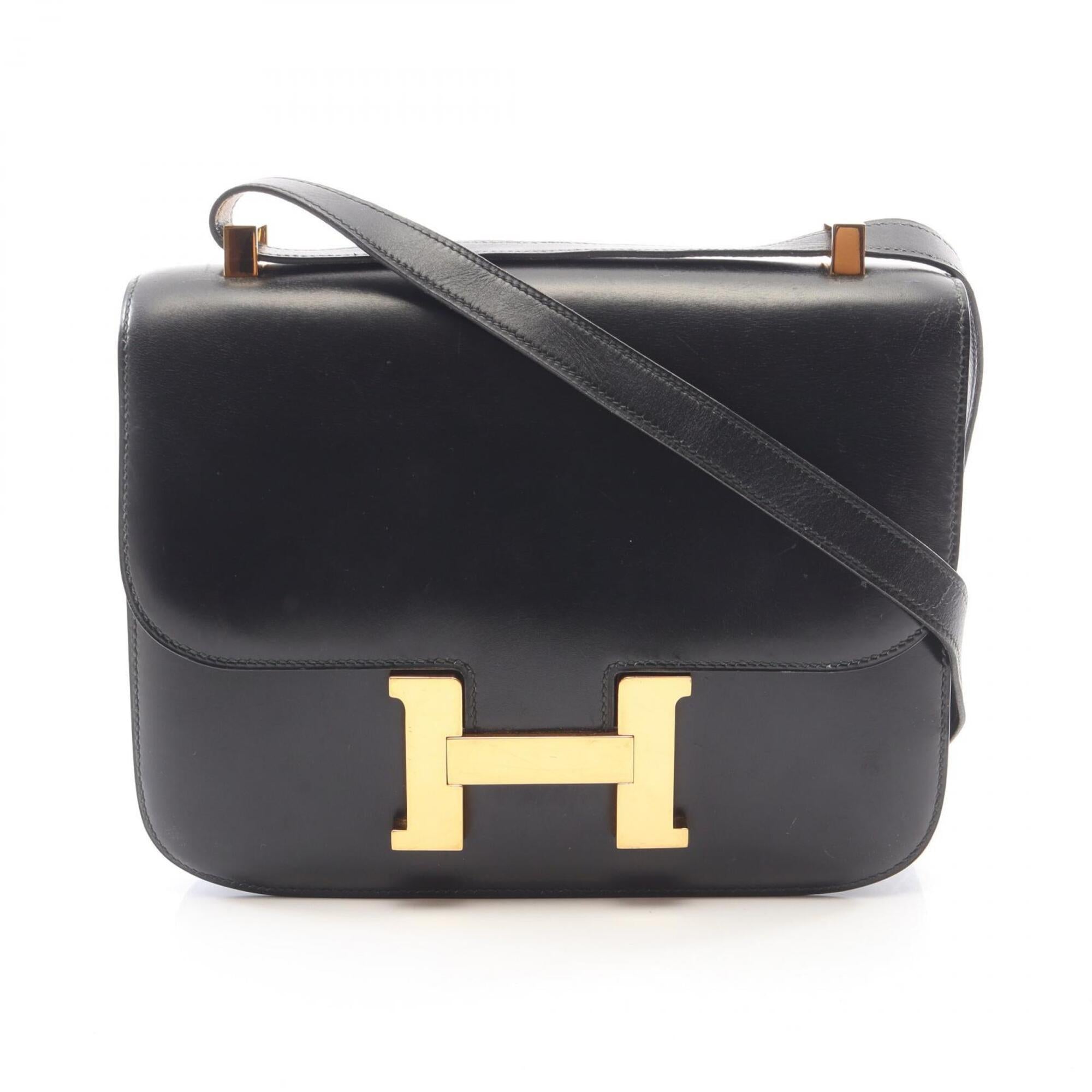 Hermes Constance Black Box Calf Leather Handbag Shoulder Bag (Pre-Owned)