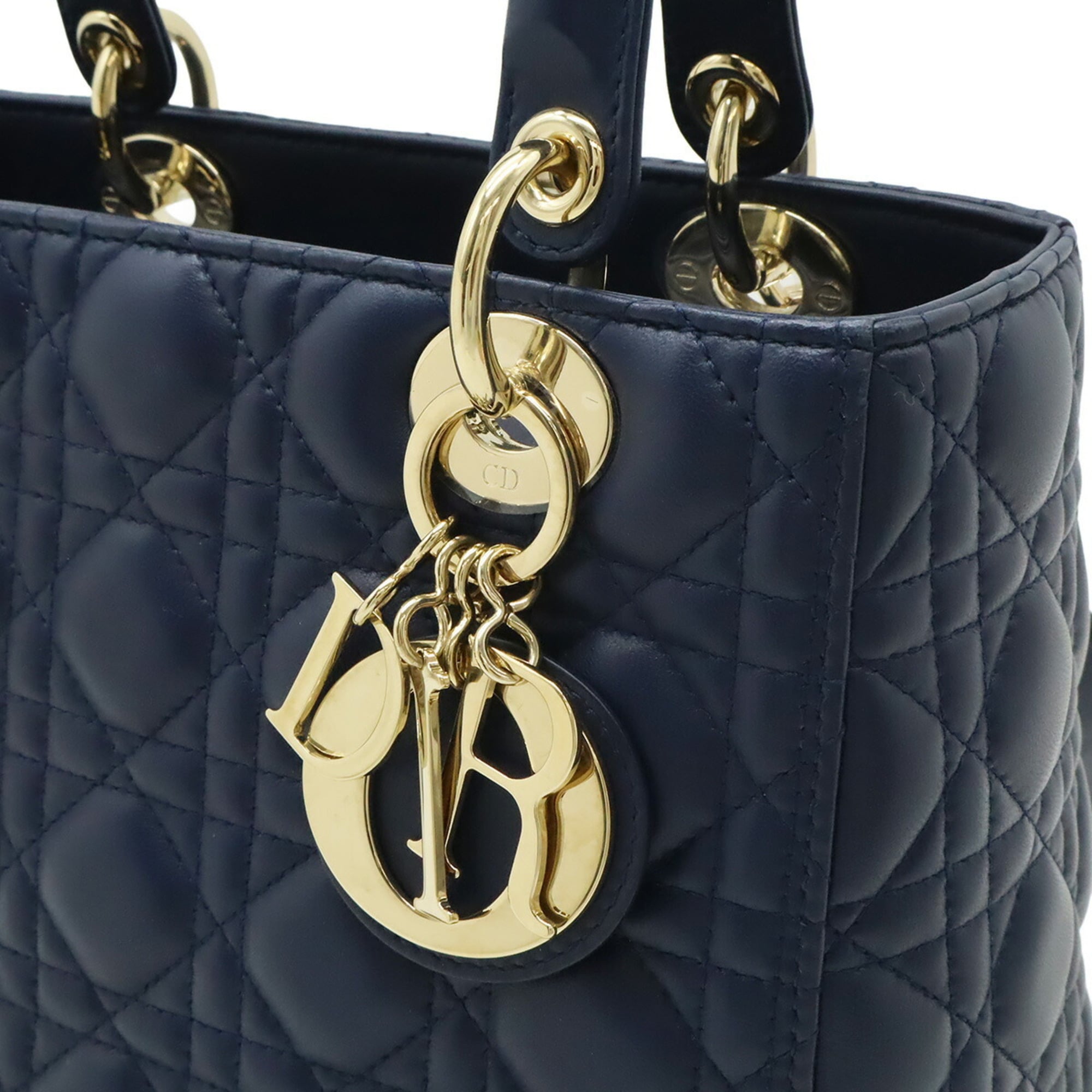 Christian Dior Navy Leather Handbag Shoulder Bag (Pre-Owned)
