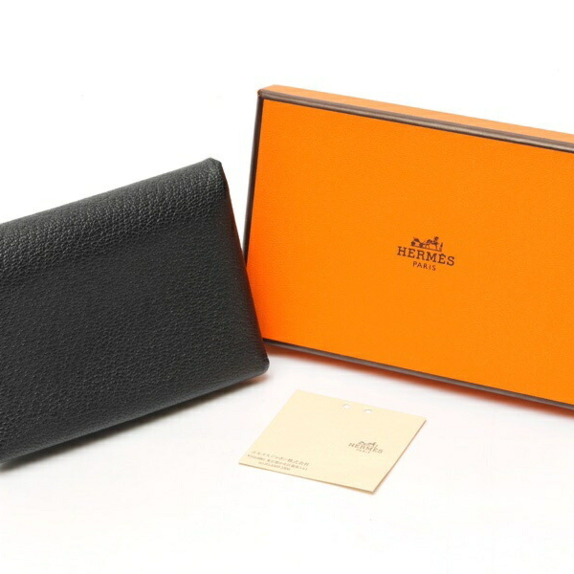 Hermes Black Chevre Myzore Leather Coin Purse/Coin Case (Pre-Owned)