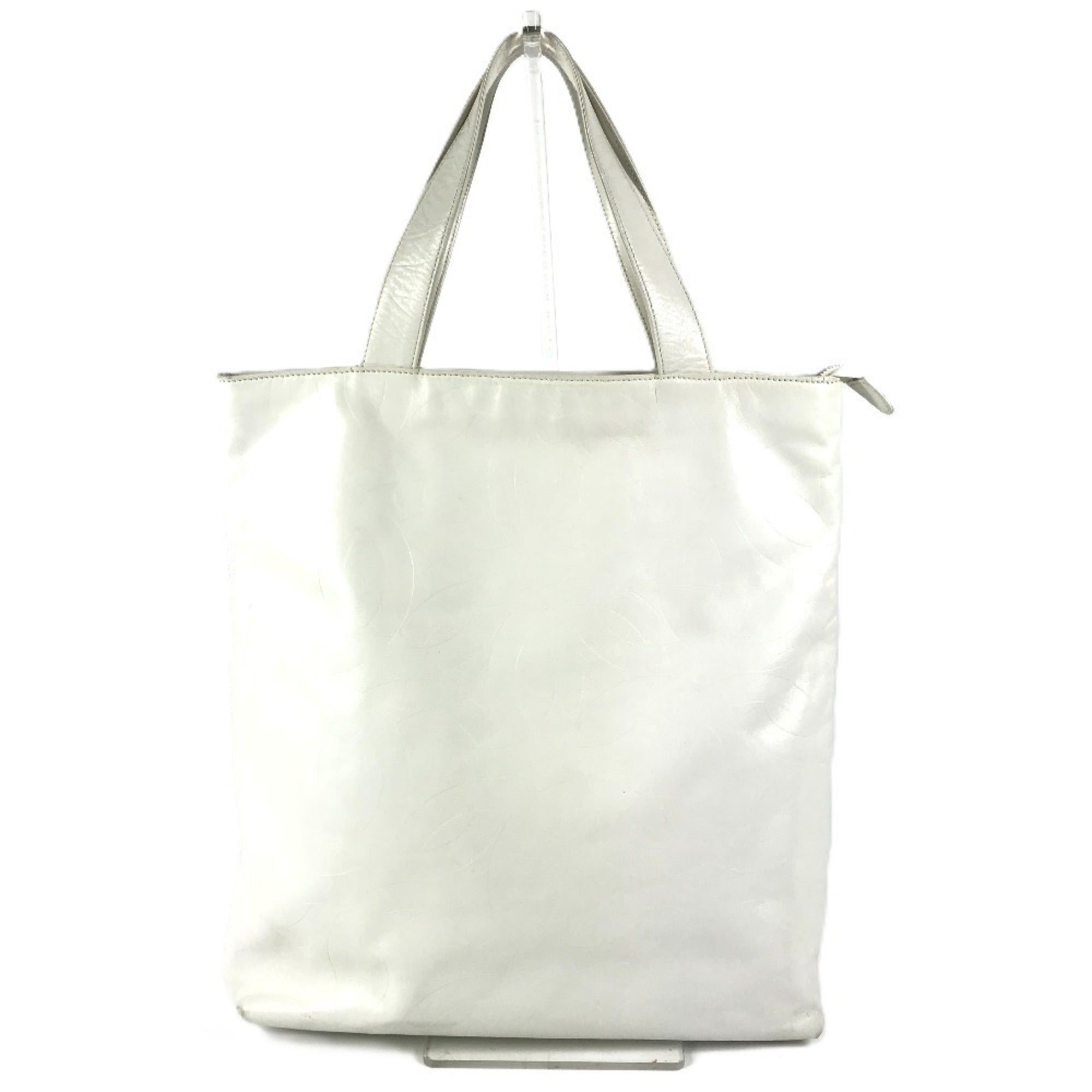 Chanel White Leather Shoulder Bag Tote Bag (Pre-Owned)
