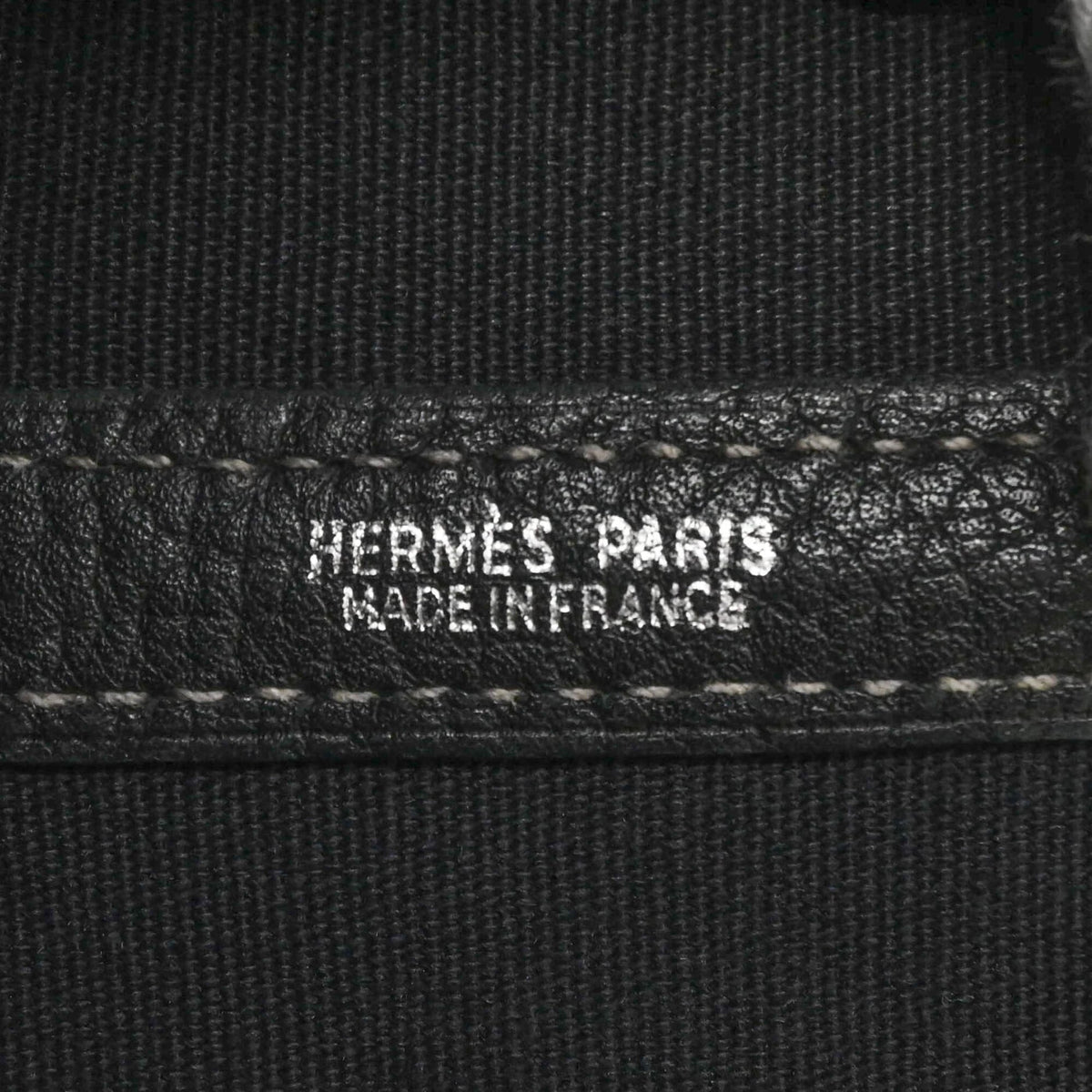 Hermes Garden Black Toile Officier Handbag Tote Bag (Pre-Owned)